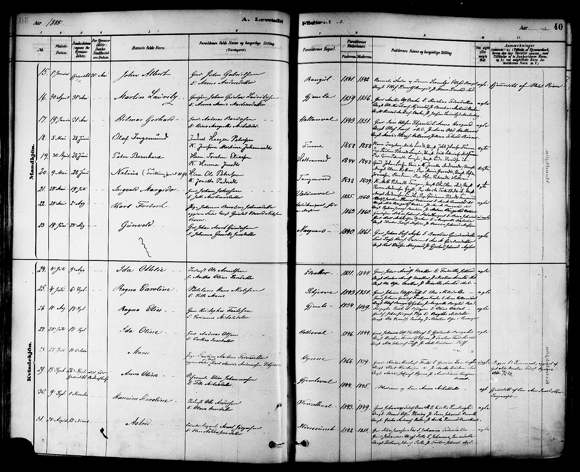 Ministerialprotokoller, klokkerbøker og fødselsregistre - Nord-Trøndelag, AV/SAT-A-1458/717/L0159: Ministerialbok nr. 717A09, 1878-1898, s. 40