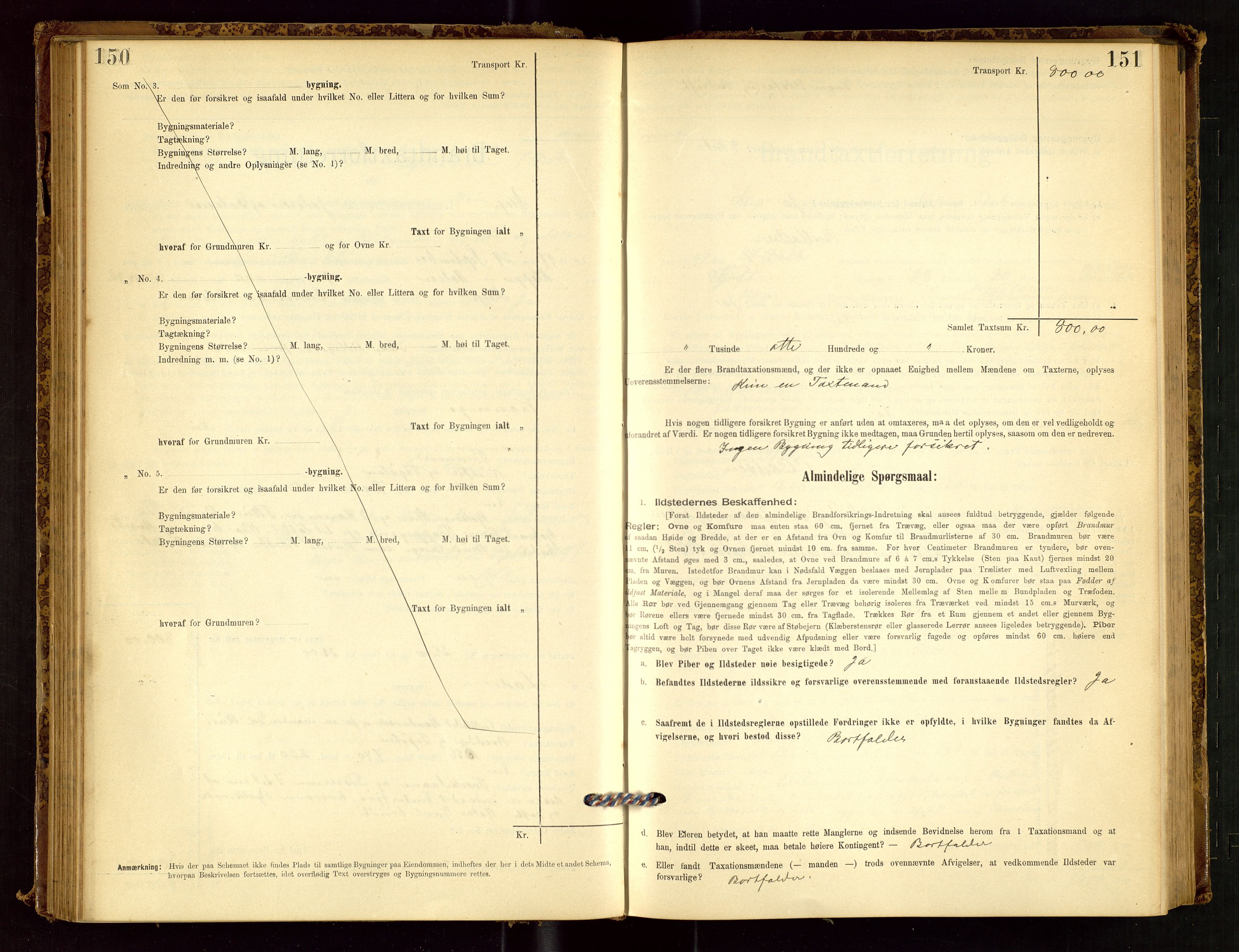 Klepp lensmannskontor, SAST/A-100163/Goc/L0001: "Brandtaxationsprotokol" m/register, 1895-1898, s. 150-151