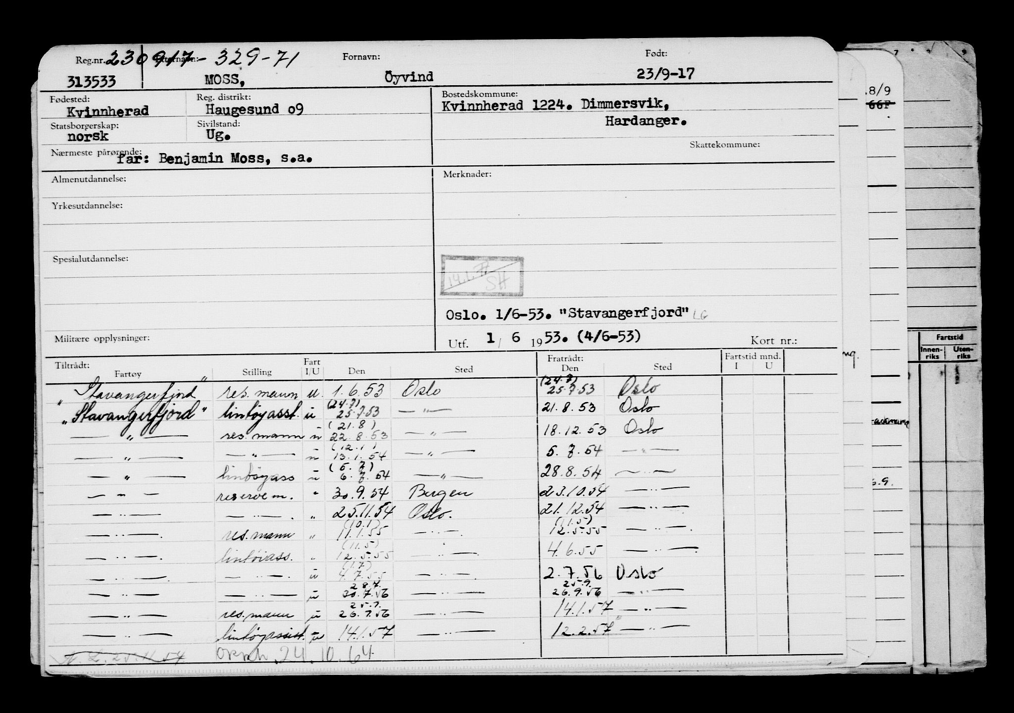 Direktoratet for sjømenn, AV/RA-S-3545/G/Gb/L0152: Hovedkort, 1917, s. 87