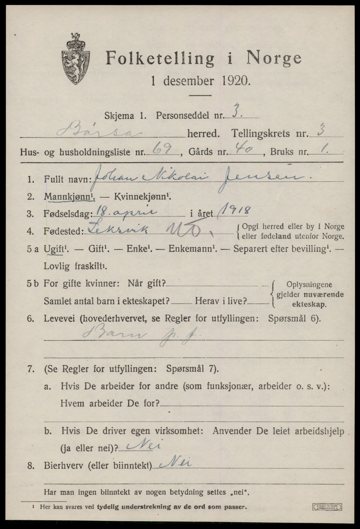 SAT, Folketelling 1920 for 1658 Børsa herred, 1920, s. 2393