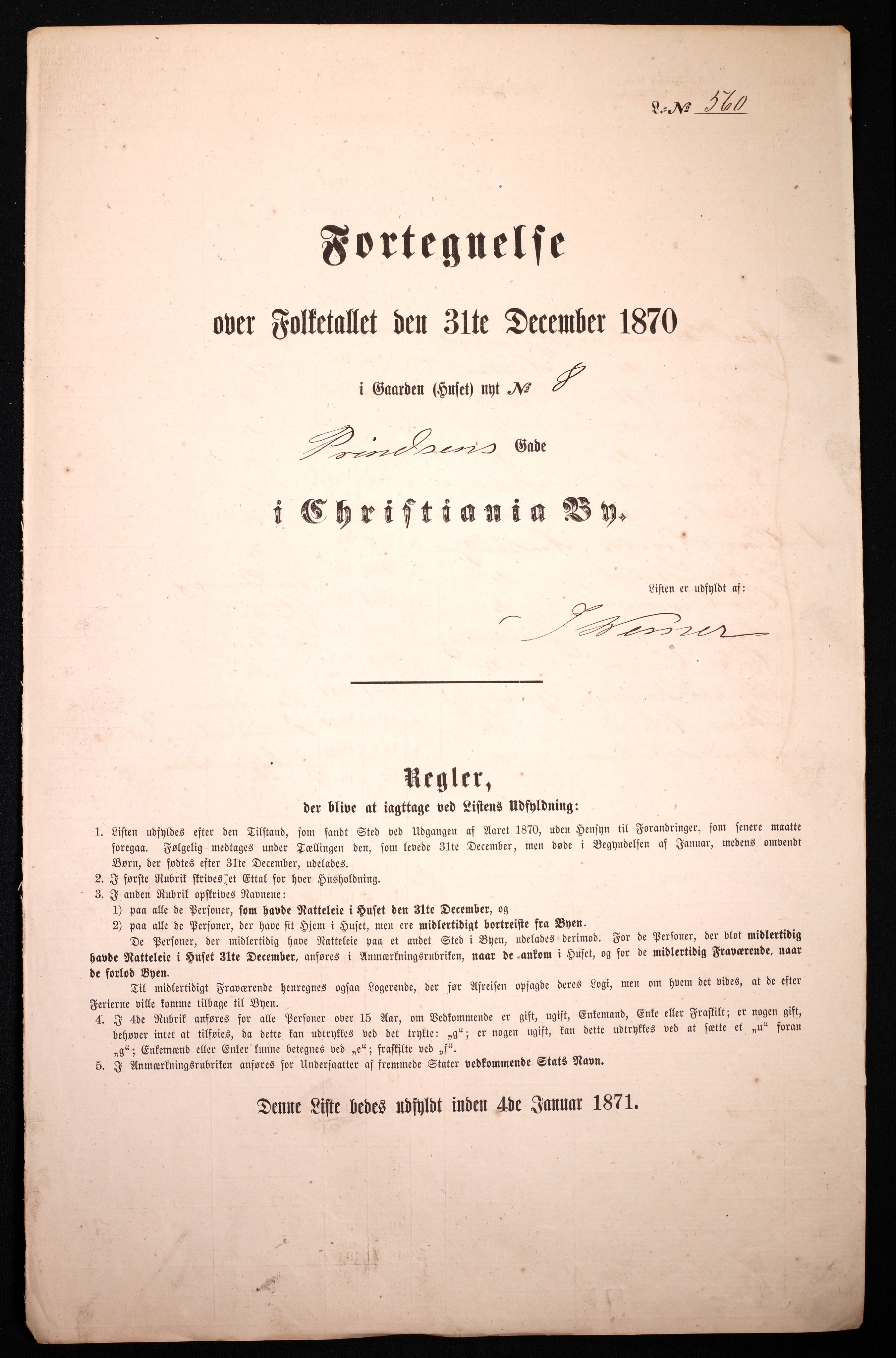 RA, Folketelling 1870 for 0301 Kristiania kjøpstad, 1870, s. 2805