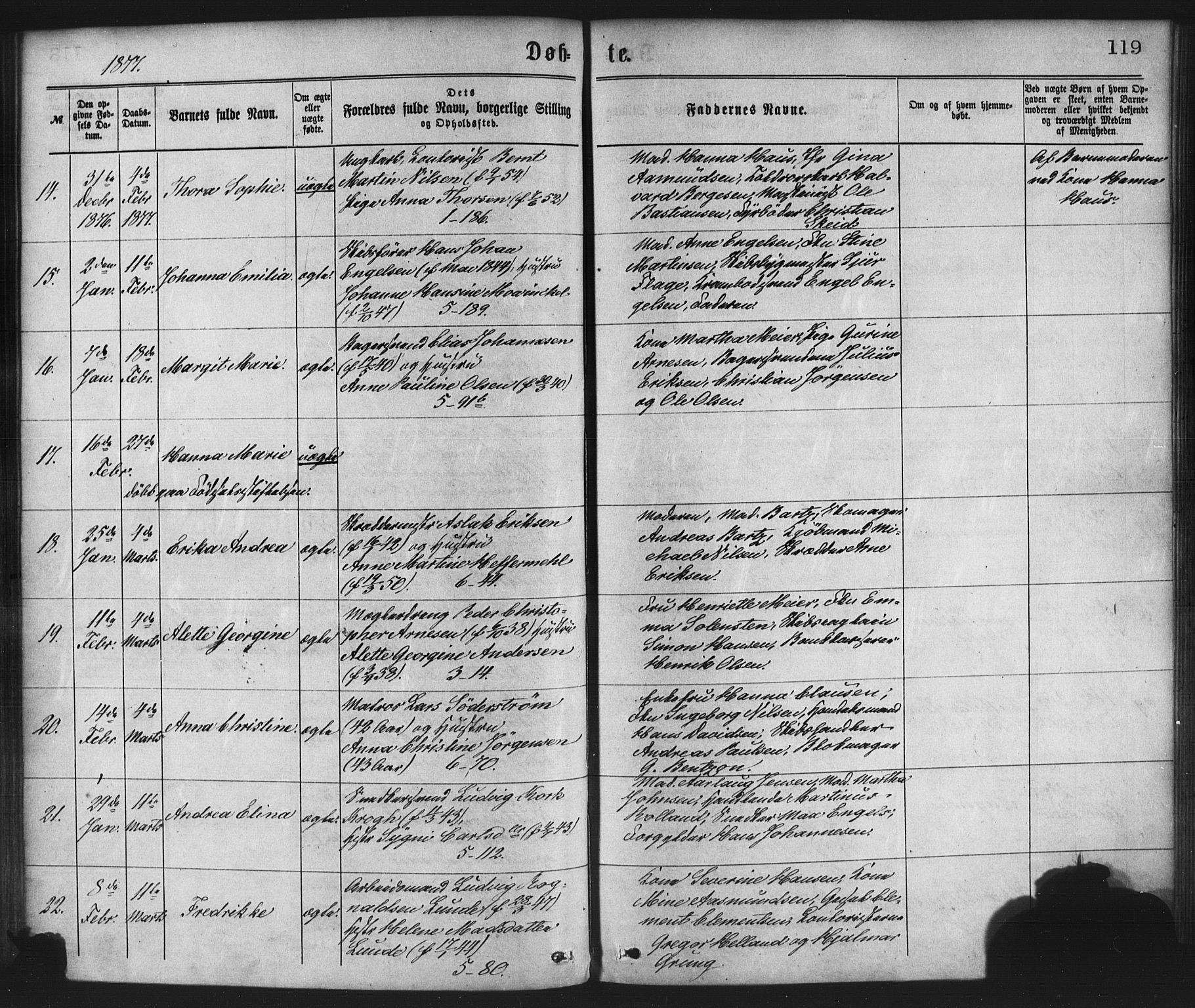 Nykirken Sokneprestembete, AV/SAB-A-77101/H/Haa/L0017: Ministerialbok nr. B 4, 1870-1884, s. 119