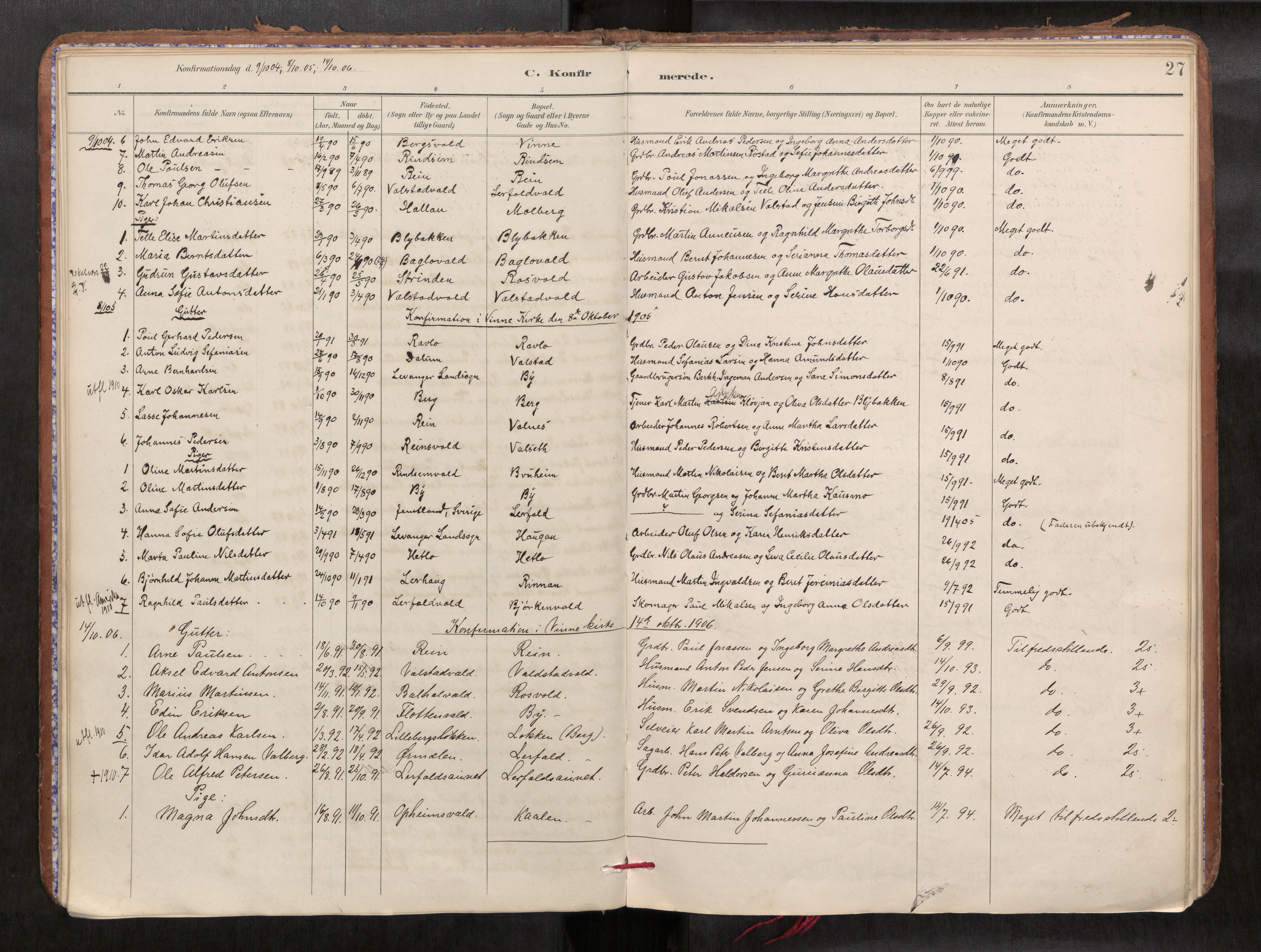 Verdal sokneprestkontor, AV/SAT-A-1156/2/H/Haa/L0002: Ministerialbok nr. 2, 1891-1907, s. 27