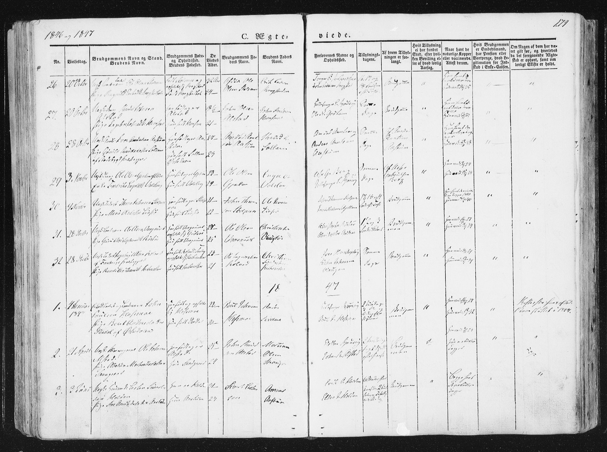 Ministerialprotokoller, klokkerbøker og fødselsregistre - Sør-Trøndelag, SAT/A-1456/630/L0493: Ministerialbok nr. 630A06, 1841-1851, s. 179
