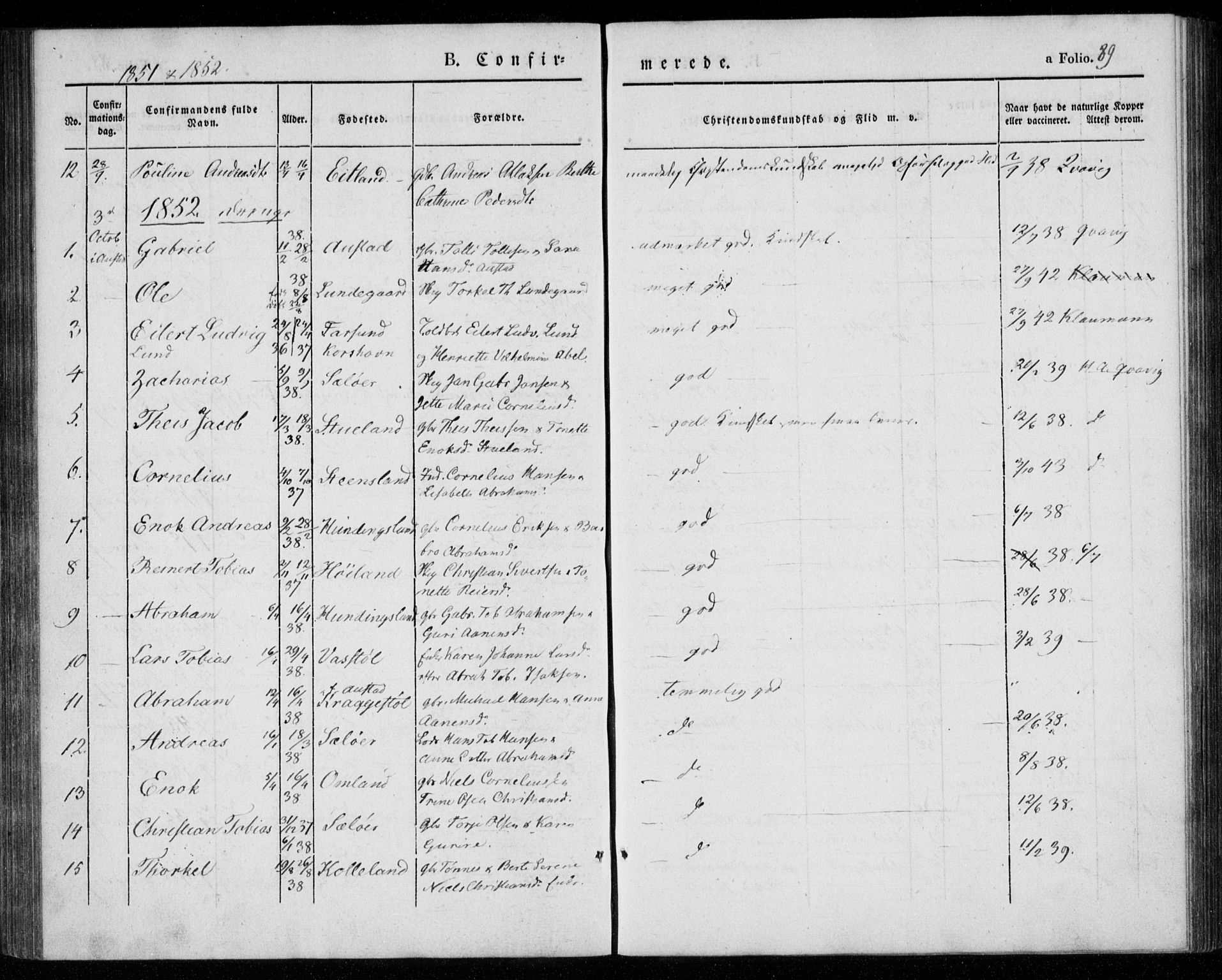 Lyngdal sokneprestkontor, SAK/1111-0029/F/Fa/Faa/L0001: Ministerialbok nr. A 1, 1837-1857, s. 89