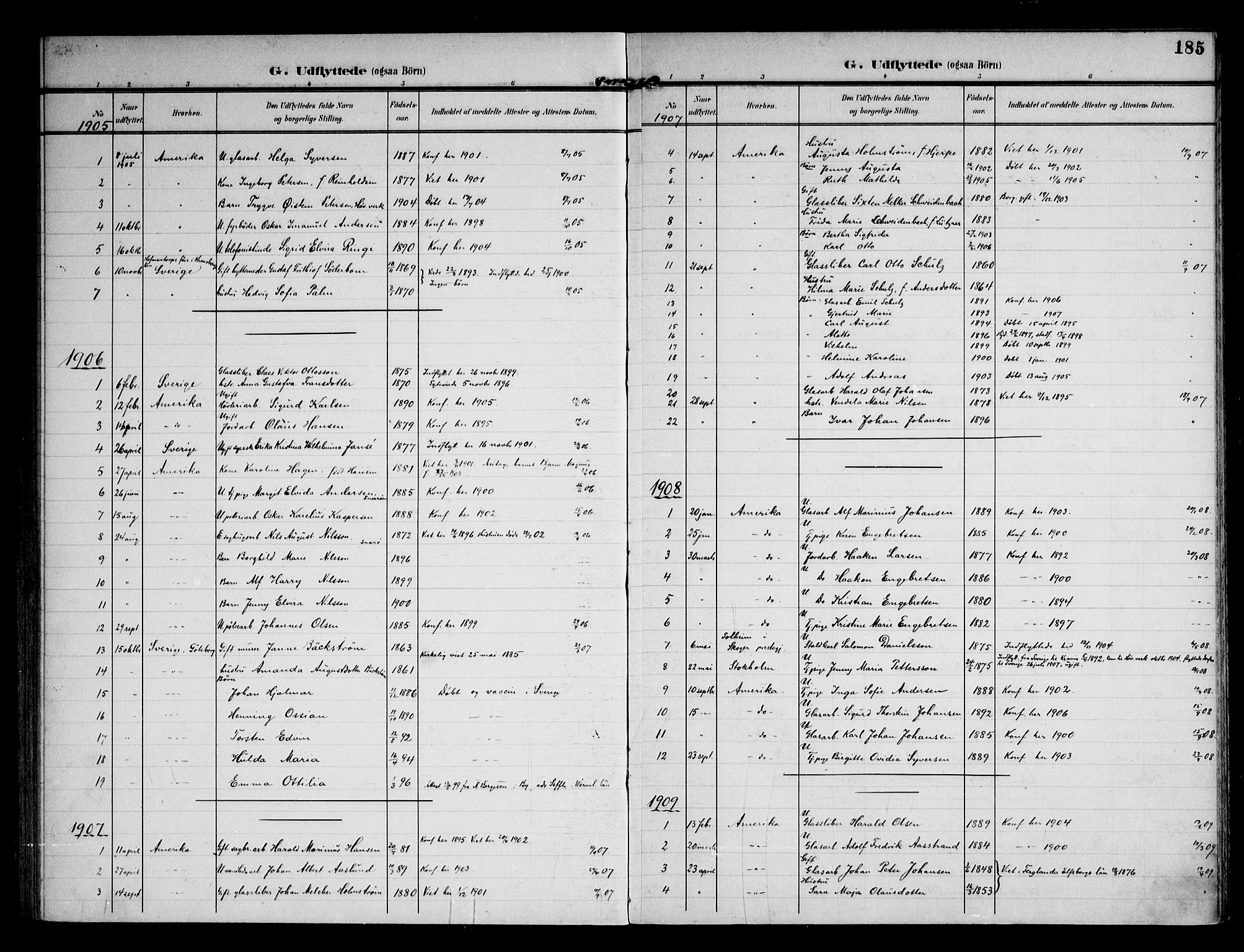 Østre Bærum prestekontor Kirkebøker, AV/SAO-A-10887/F/Fa/L0002: Ministerialbok nr. 2, 1904-1924, s. 185