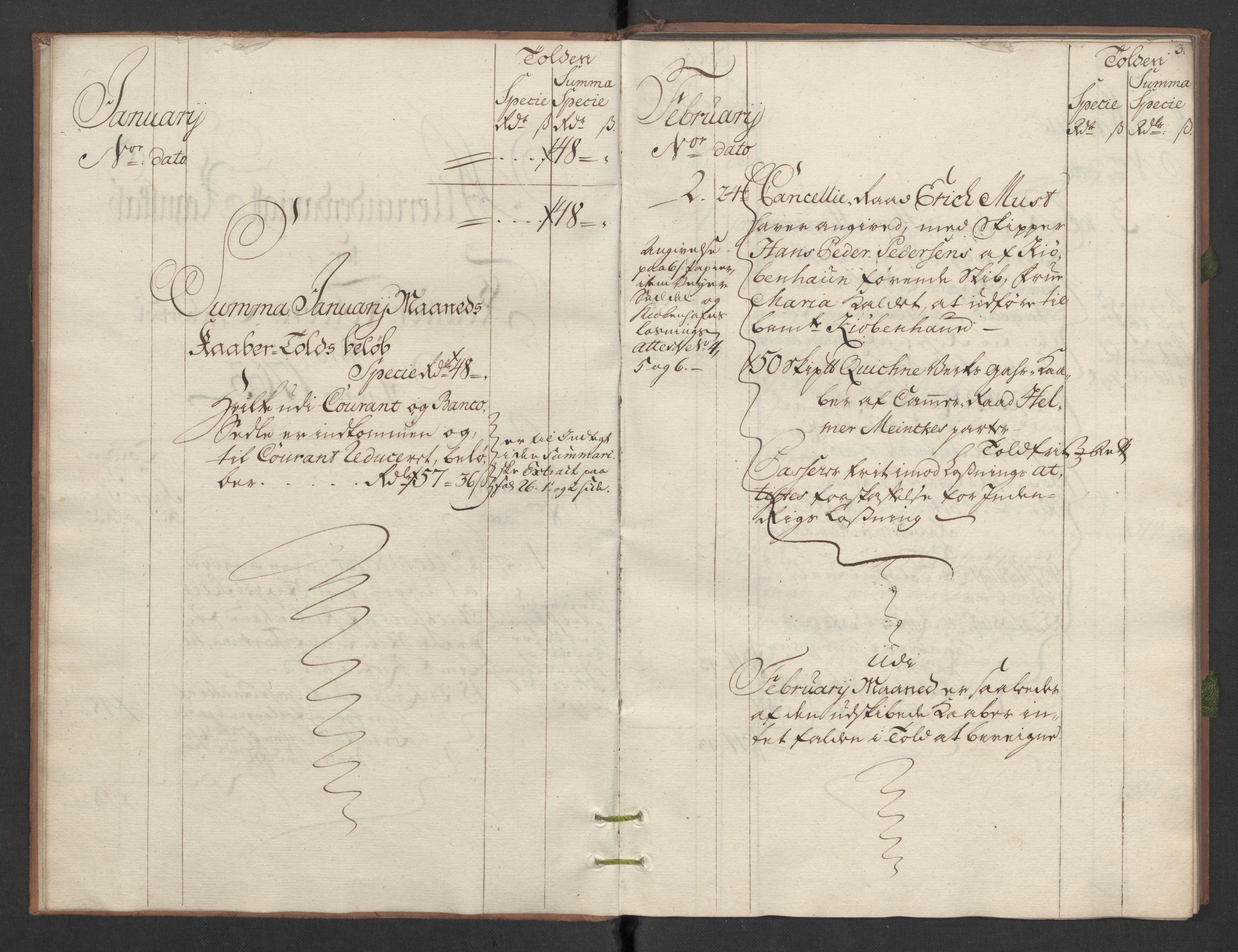 Generaltollkammeret, tollregnskaper, AV/RA-EA-5490/R34/L0013/0001: Koppertollregnskaper Trondheim B / Tollbok for koppertollen, 1763