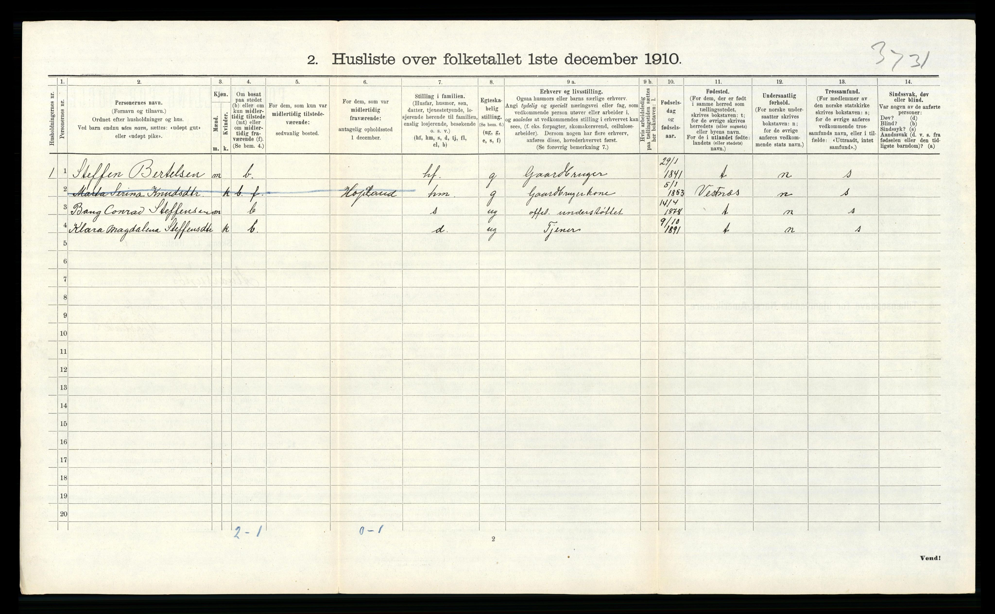 RA, Folketelling 1910 for 1257 Alversund herred, 1910, s. 187