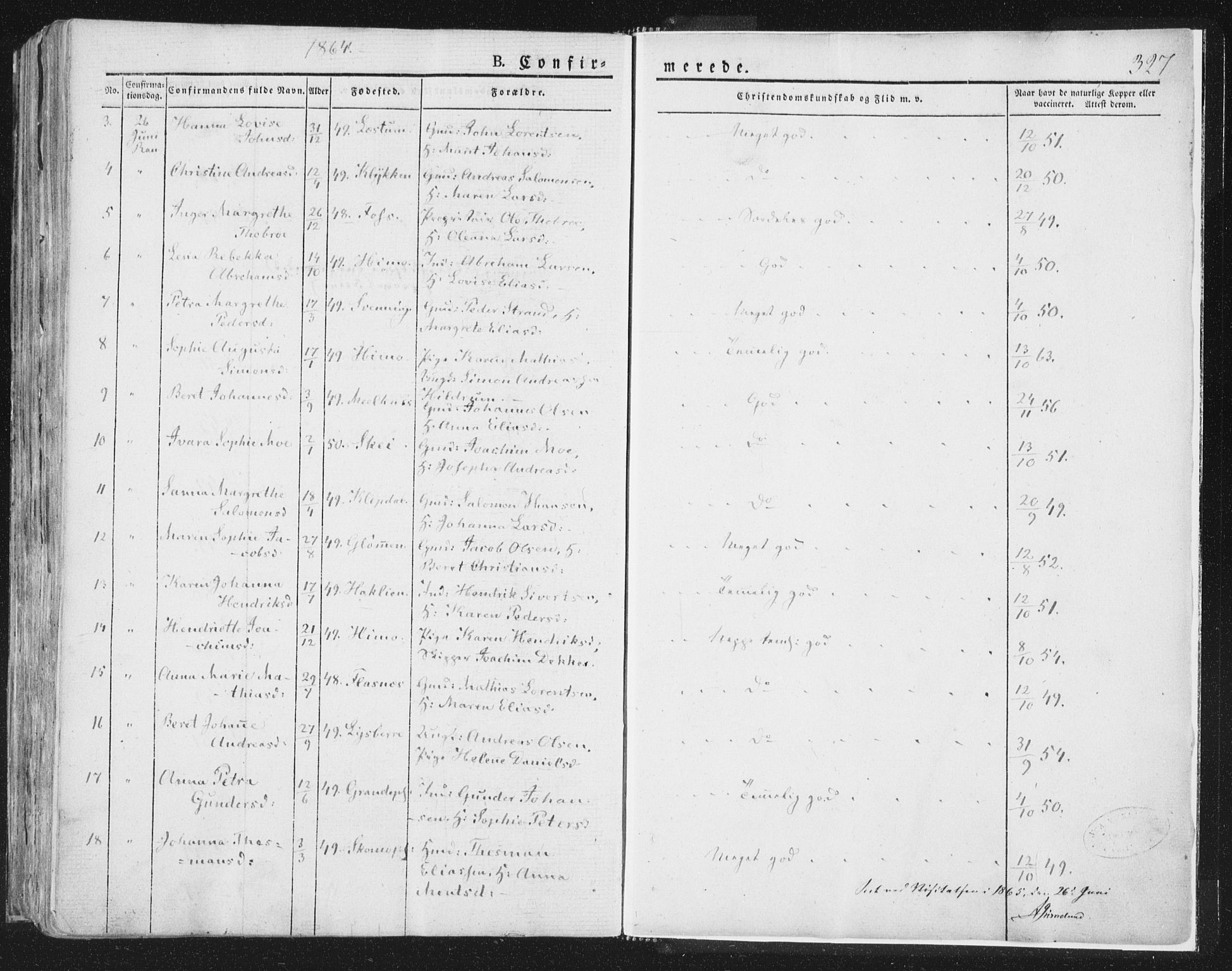 Ministerialprotokoller, klokkerbøker og fødselsregistre - Nord-Trøndelag, SAT/A-1458/764/L0551: Ministerialbok nr. 764A07a, 1824-1864, s. 327