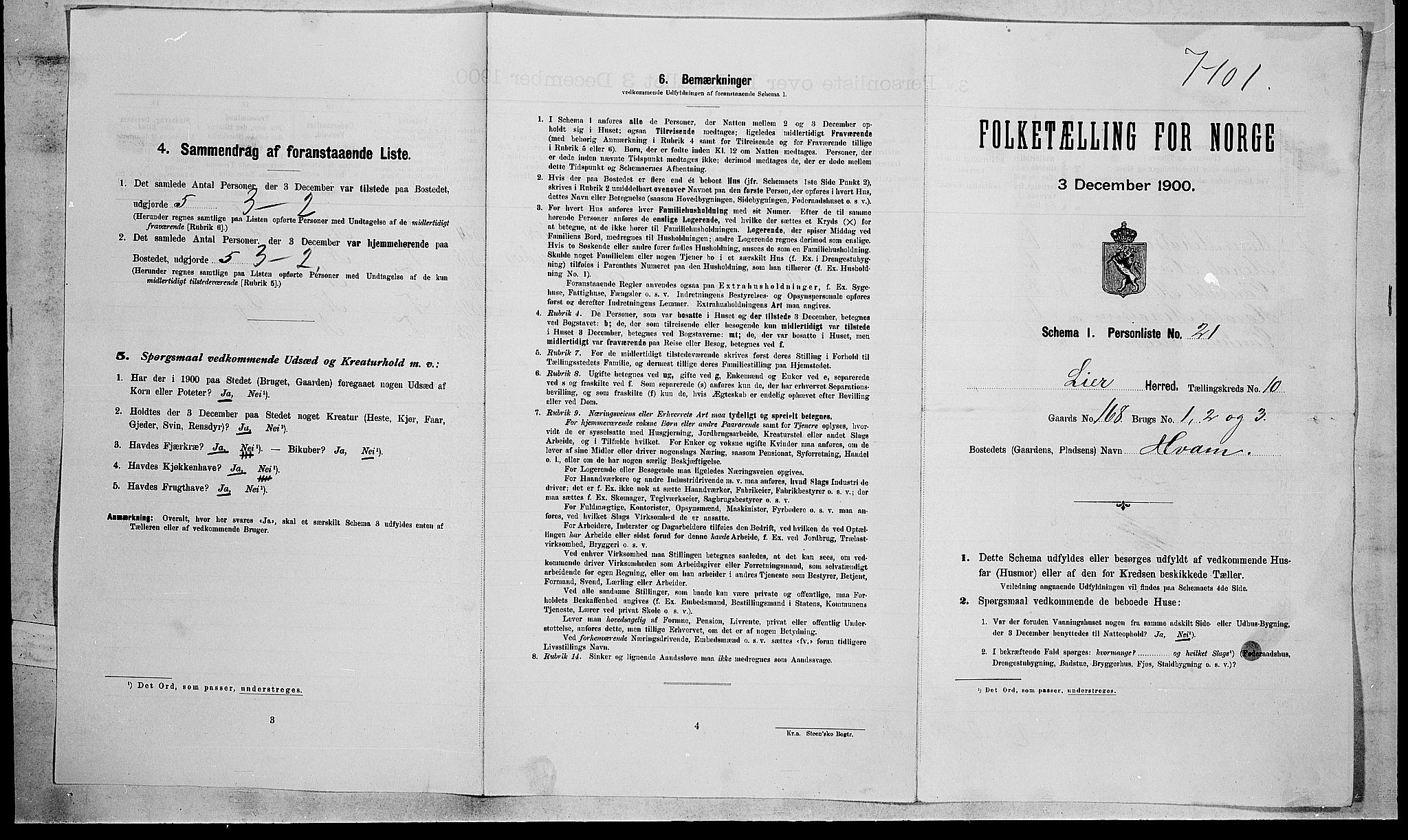 RA, Folketelling 1900 for 0626 Lier herred, 1900, s. 1779