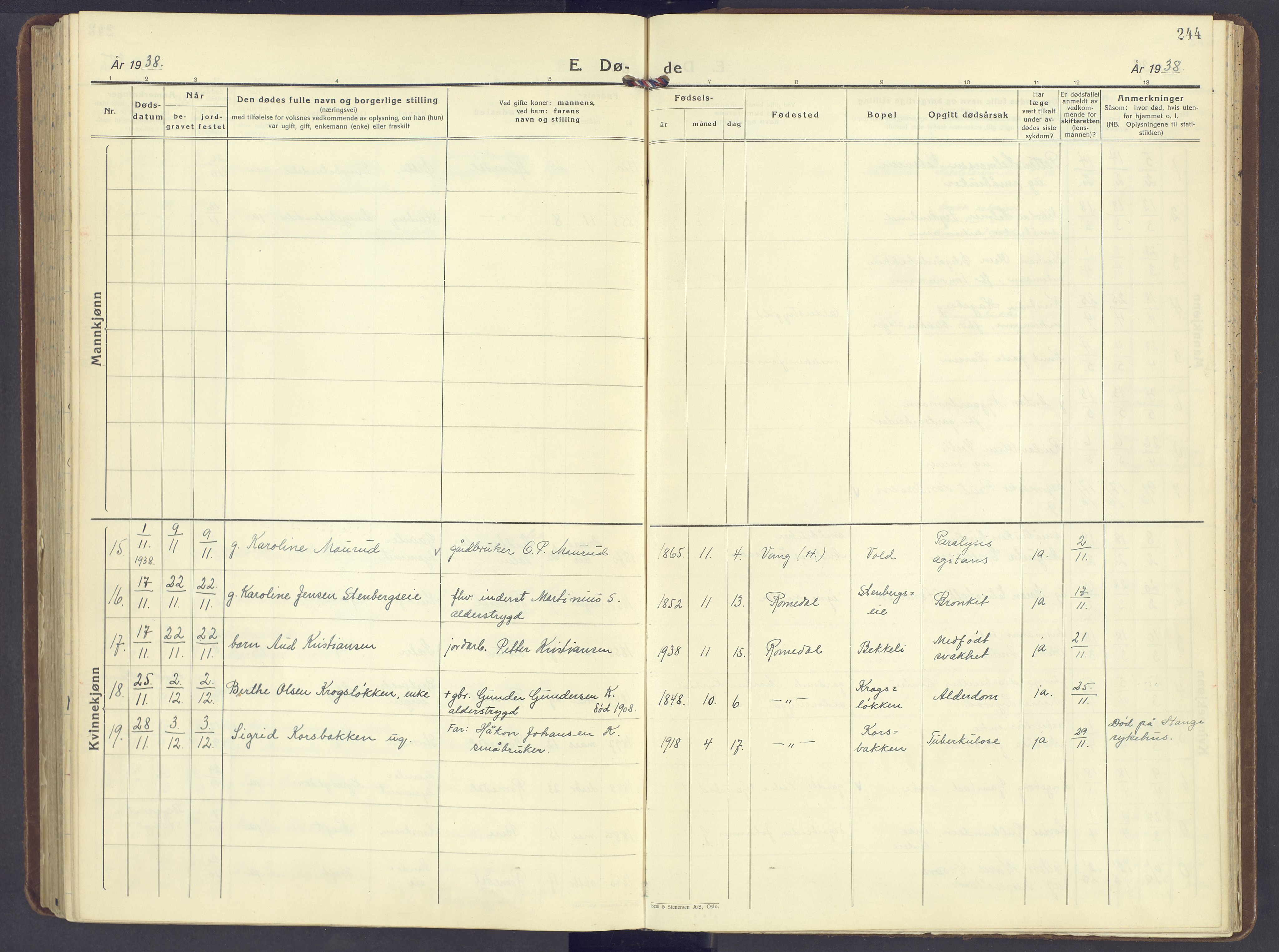 Romedal prestekontor, AV/SAH-PREST-004/K/L0014: Ministerialbok nr. 14, 1936-1949, s. 244