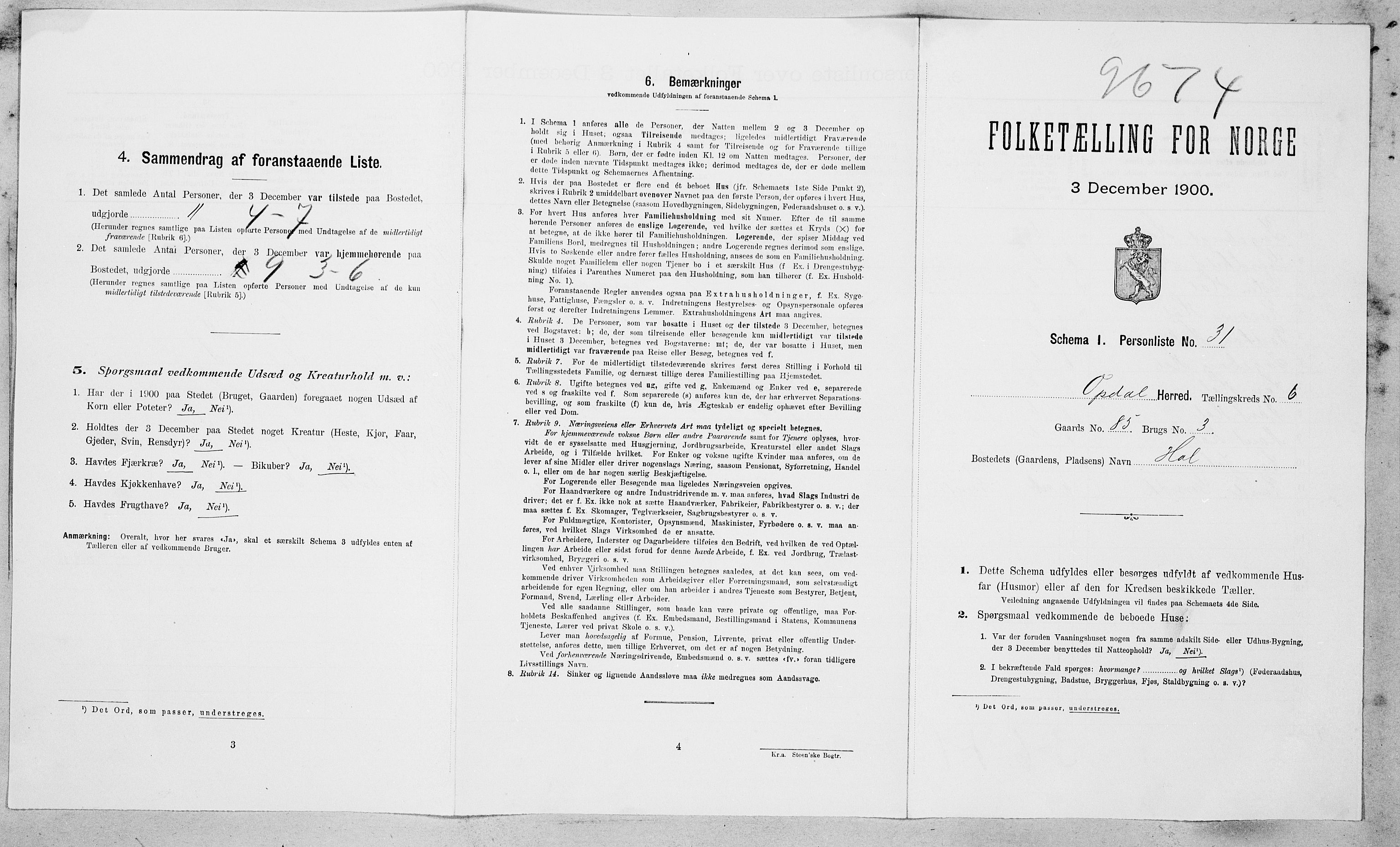 SAT, Folketelling 1900 for 1634 Oppdal herred, 1900, s. 634