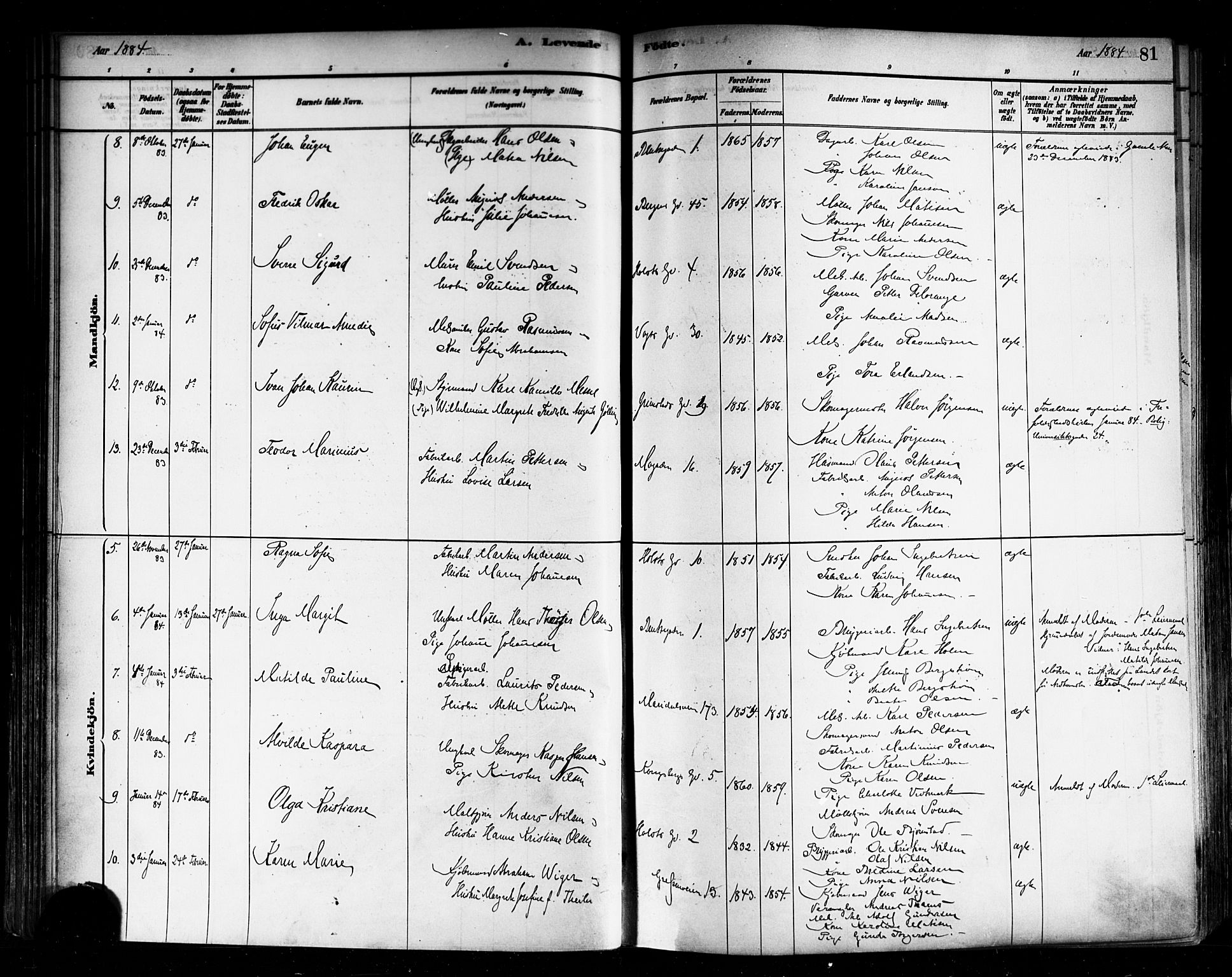 Sagene prestekontor Kirkebøker, AV/SAO-A-10796/F/L0001: Ministerialbok nr. 1, 1880-1893, s. 81