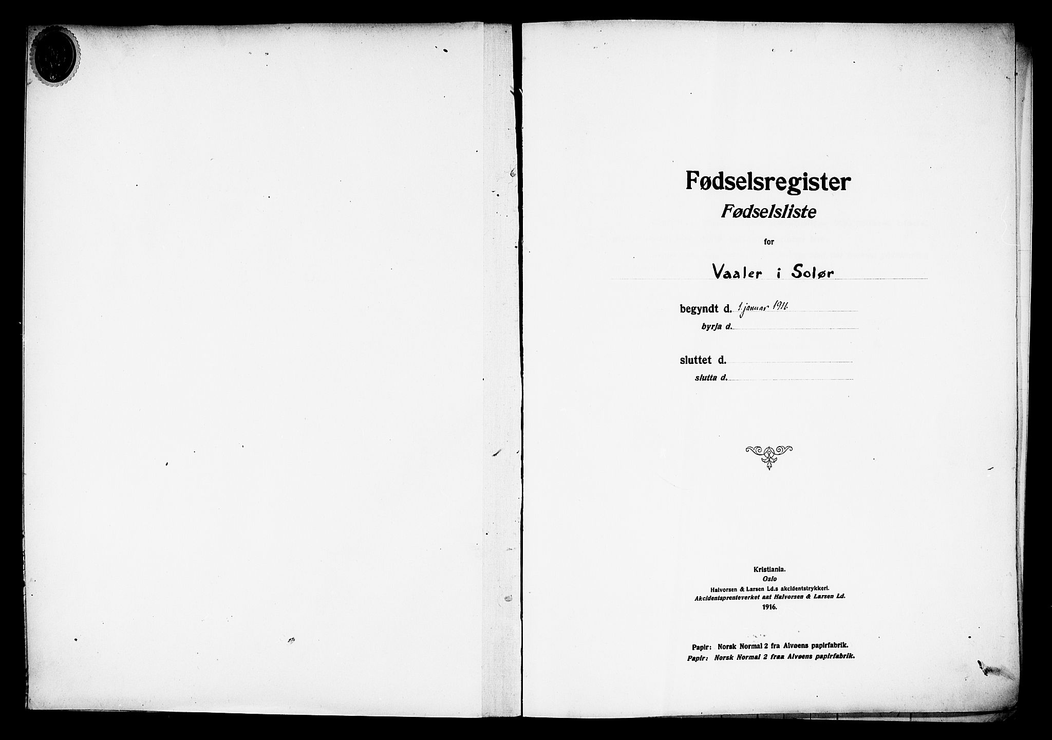 Våler prestekontor, Hedmark, AV/SAH-PREST-040/I/Id/L0001: Fødselsregister nr. 1, 1916-1930