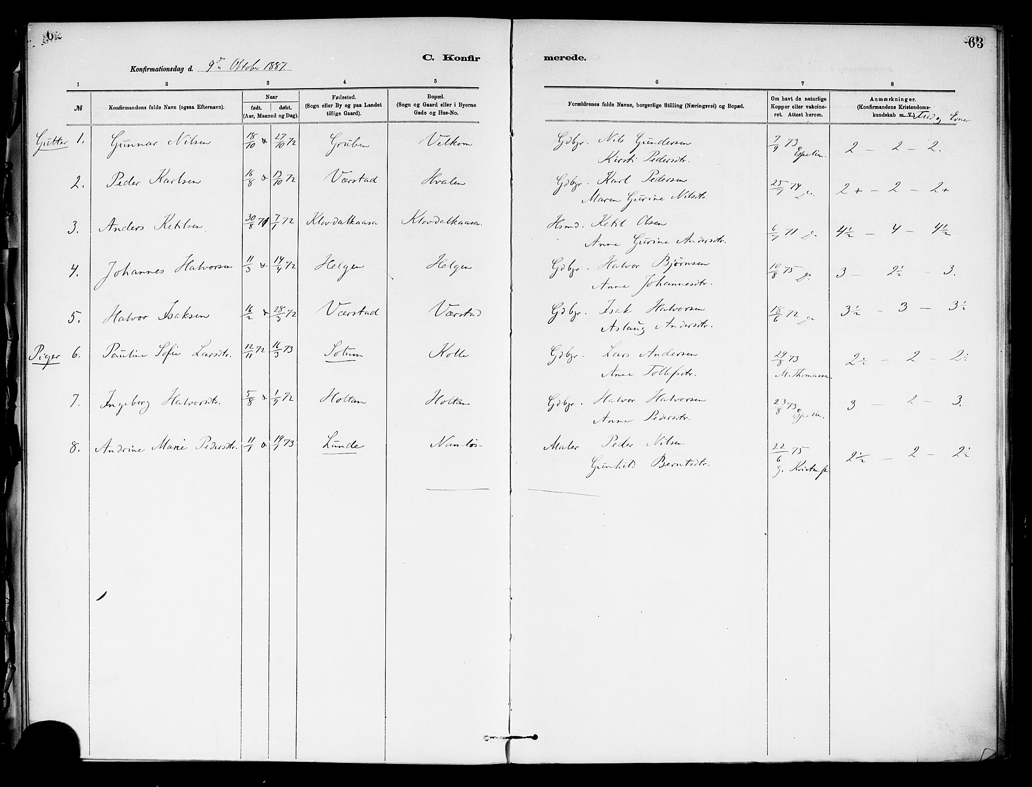Holla kirkebøker, AV/SAKO-A-272/F/Fa/L0009: Ministerialbok nr. 9, 1881-1897, s. 62