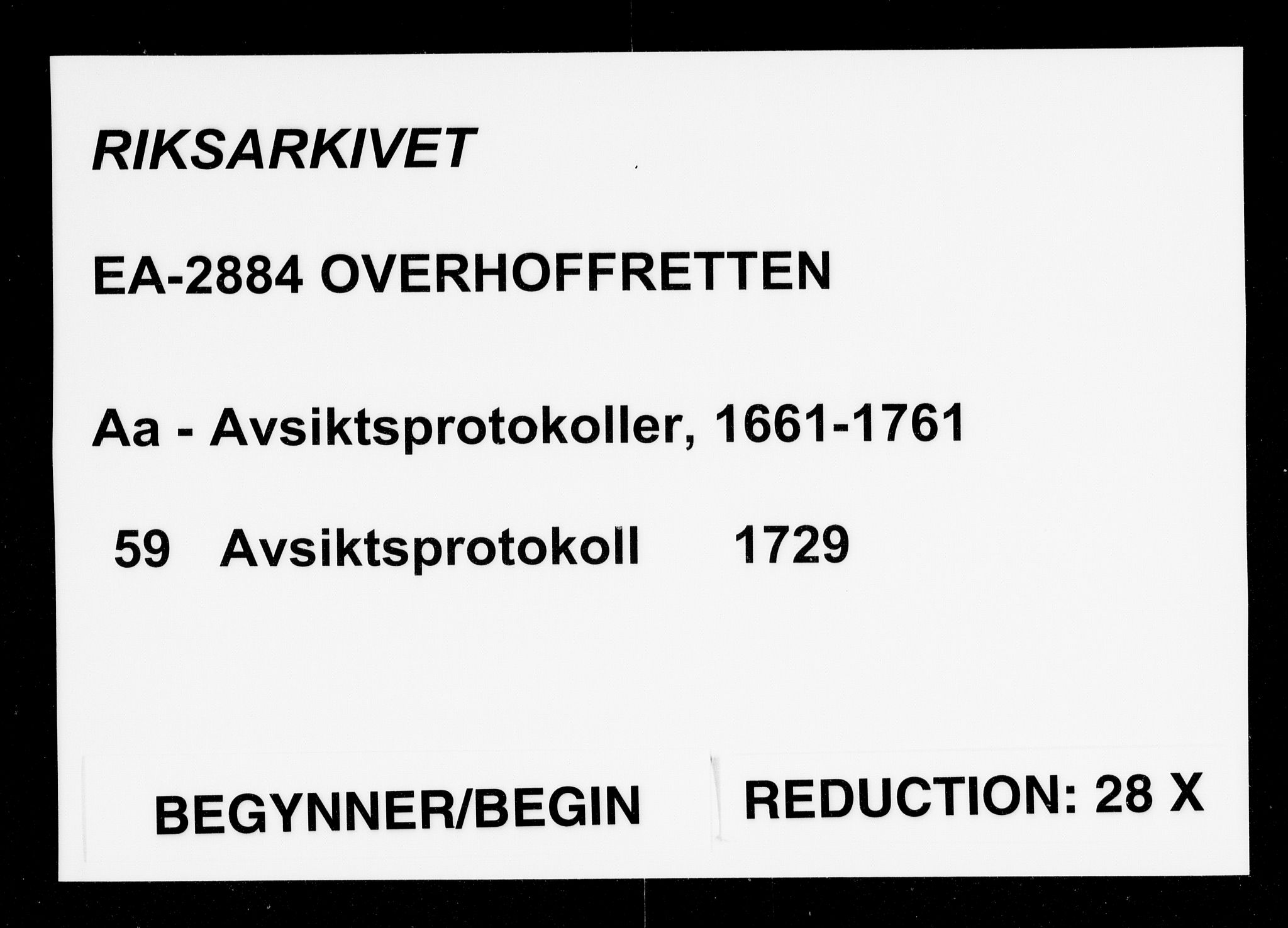 Overhoffretten 1667-1797, RA/EA-2884/Aa/L0059: Avsiktsprotokoll, 1729