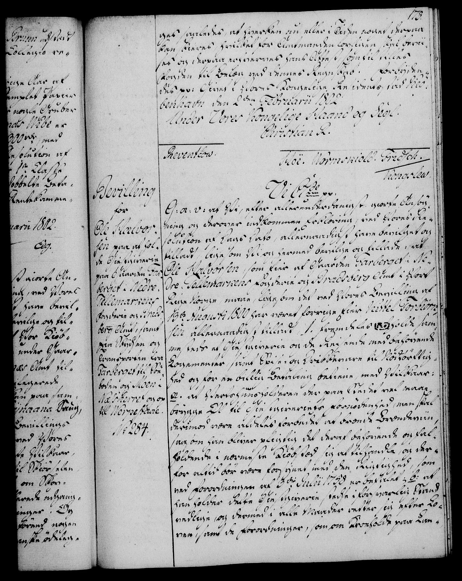 Rentekammeret, Kammerkanselliet, RA/EA-3111/G/Gg/Gga/L0017: Norsk ekspedisjonsprotokoll med register (merket RK 53.17), 1801-1803, s. 173