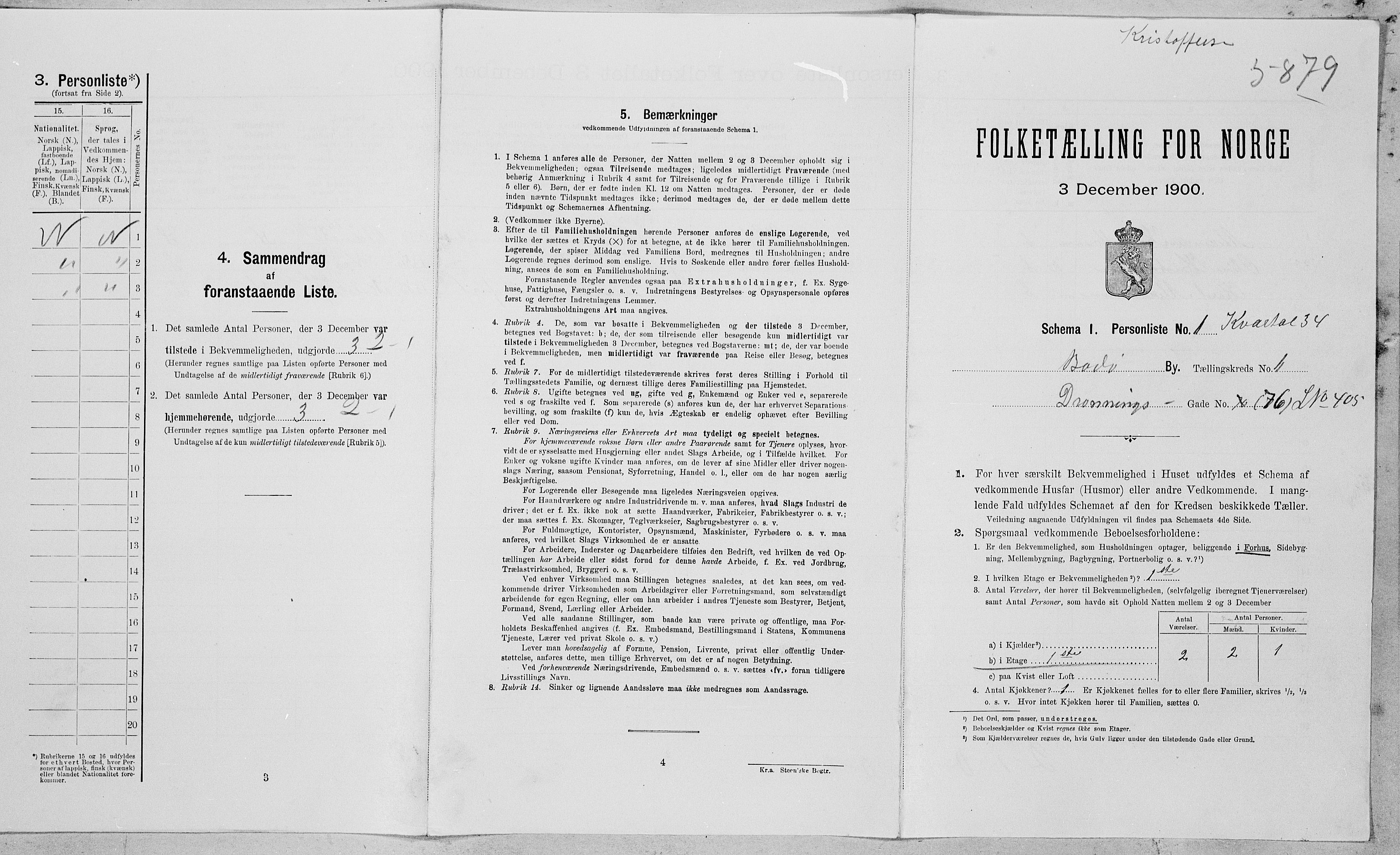 SAT, Folketelling 1900 for 1804 Bodø kjøpstad, 1900, s. 224
