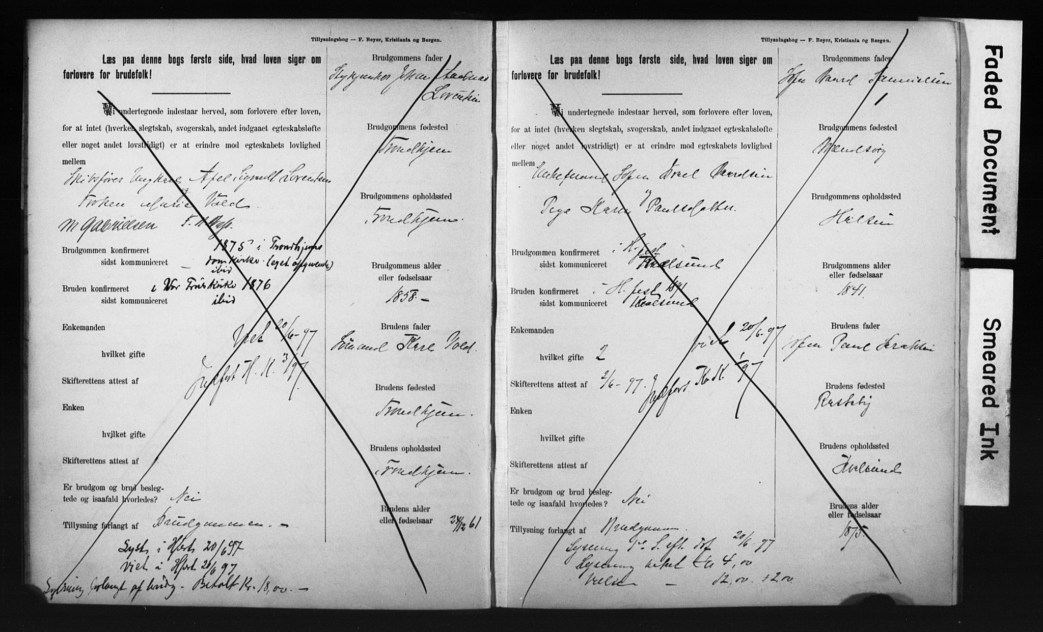 Hammerfest sokneprestkontor, AV/SATØ-S-1347/I/Ib/L0070/0004: Lysningsprotokoll nr. 70.4, 1896-1899