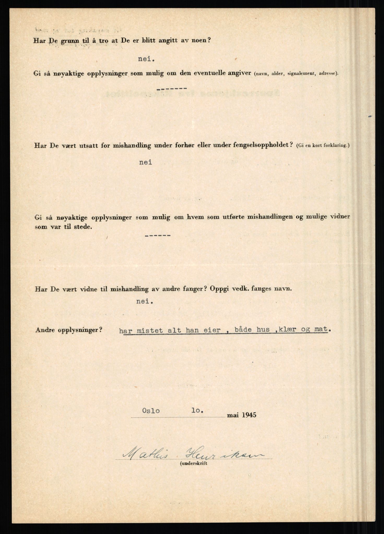 Rikspolitisjefen, AV/RA-S-1560/L/L0007: Heen, Erik C. - Iversen, Trygve, 1940-1945, s. 92