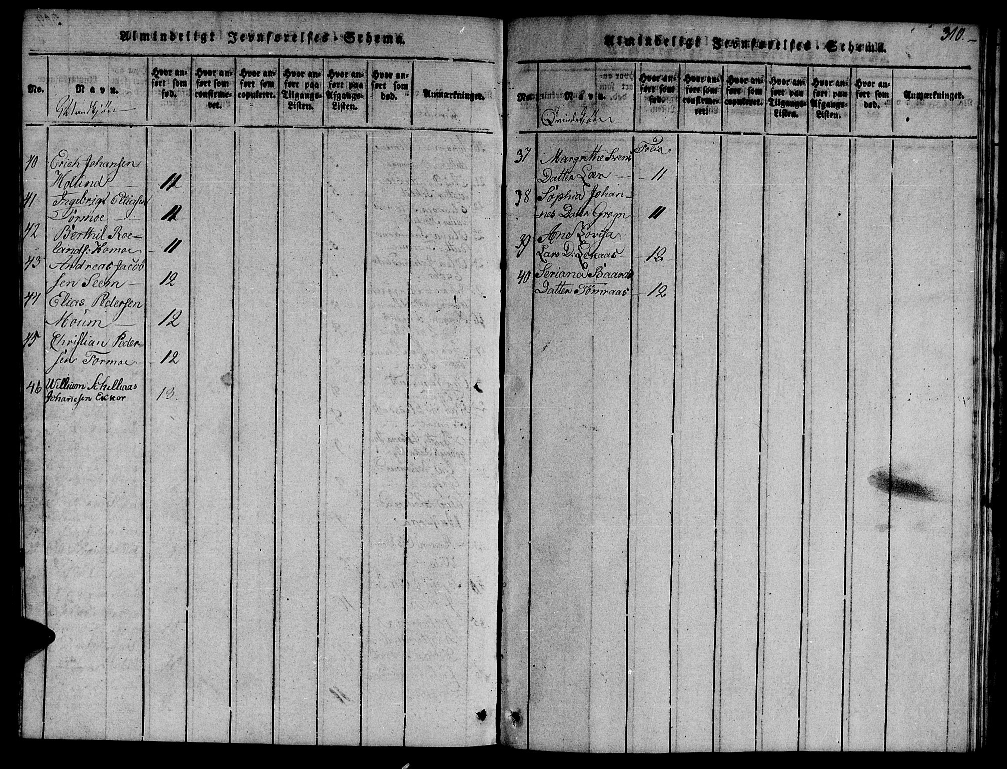 Ministerialprotokoller, klokkerbøker og fødselsregistre - Nord-Trøndelag, SAT/A-1458/758/L0521: Klokkerbok nr. 758C01, 1816-1825, s. 310