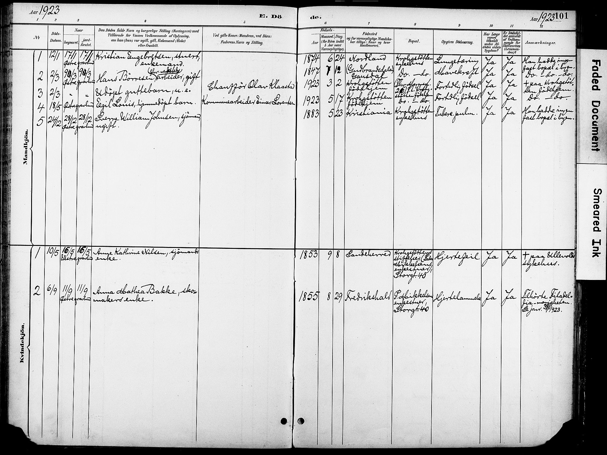 Krohgstøtten sykehusprest Kirkebøker, AV/SAO-A-10854/F/Fa/L0003: Ministerialbok nr. 3, 1890-1935, s. 101