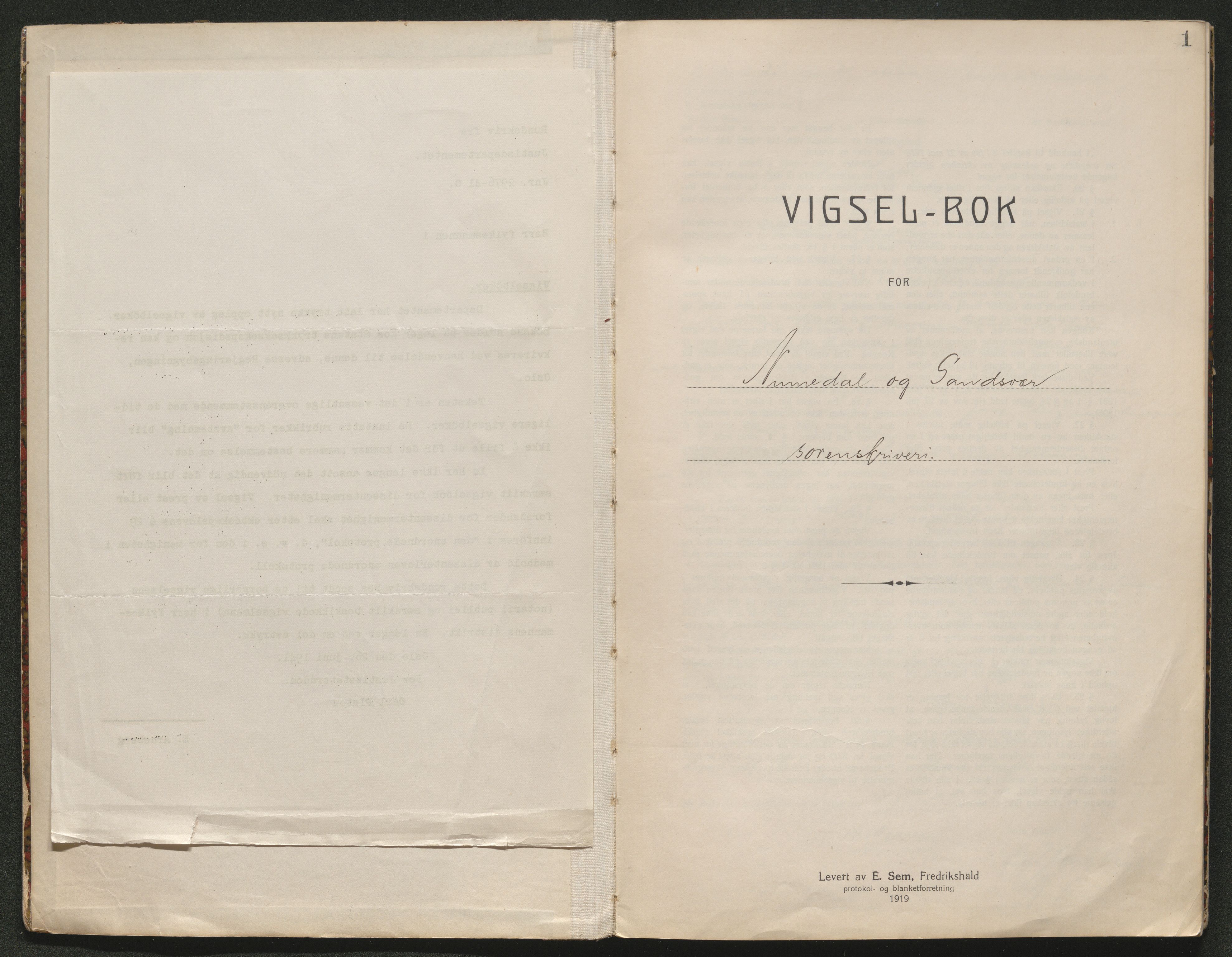 Numedal og Sandsvær sorenskriveri, SAKO/A-128/L/Lc/L0001: Vigselsbok, 1920-1943, s. 1