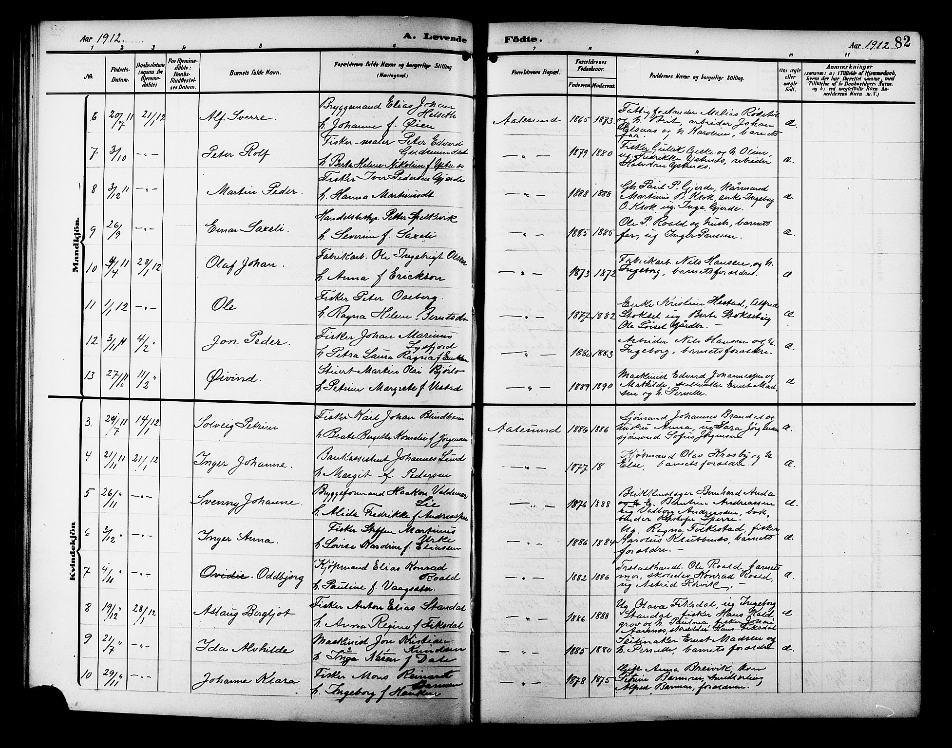 Ministerialprotokoller, klokkerbøker og fødselsregistre - Møre og Romsdal, AV/SAT-A-1454/529/L0471: Klokkerbok nr. 529C08, 1909-1921, s. 82