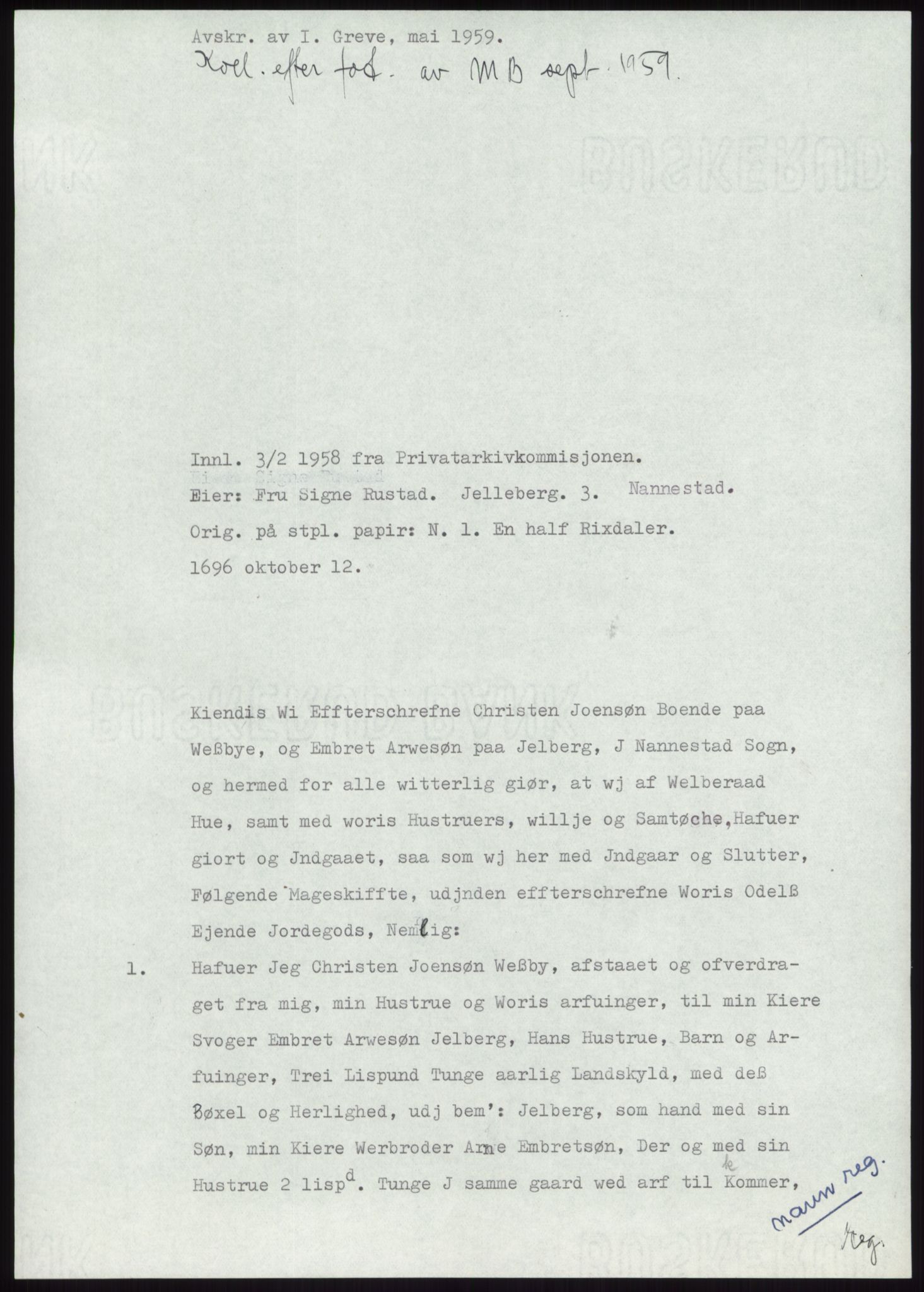 Samlinger til kildeutgivelse, Diplomavskriftsamlingen, RA/EA-4053/H/Ha, s. 1194