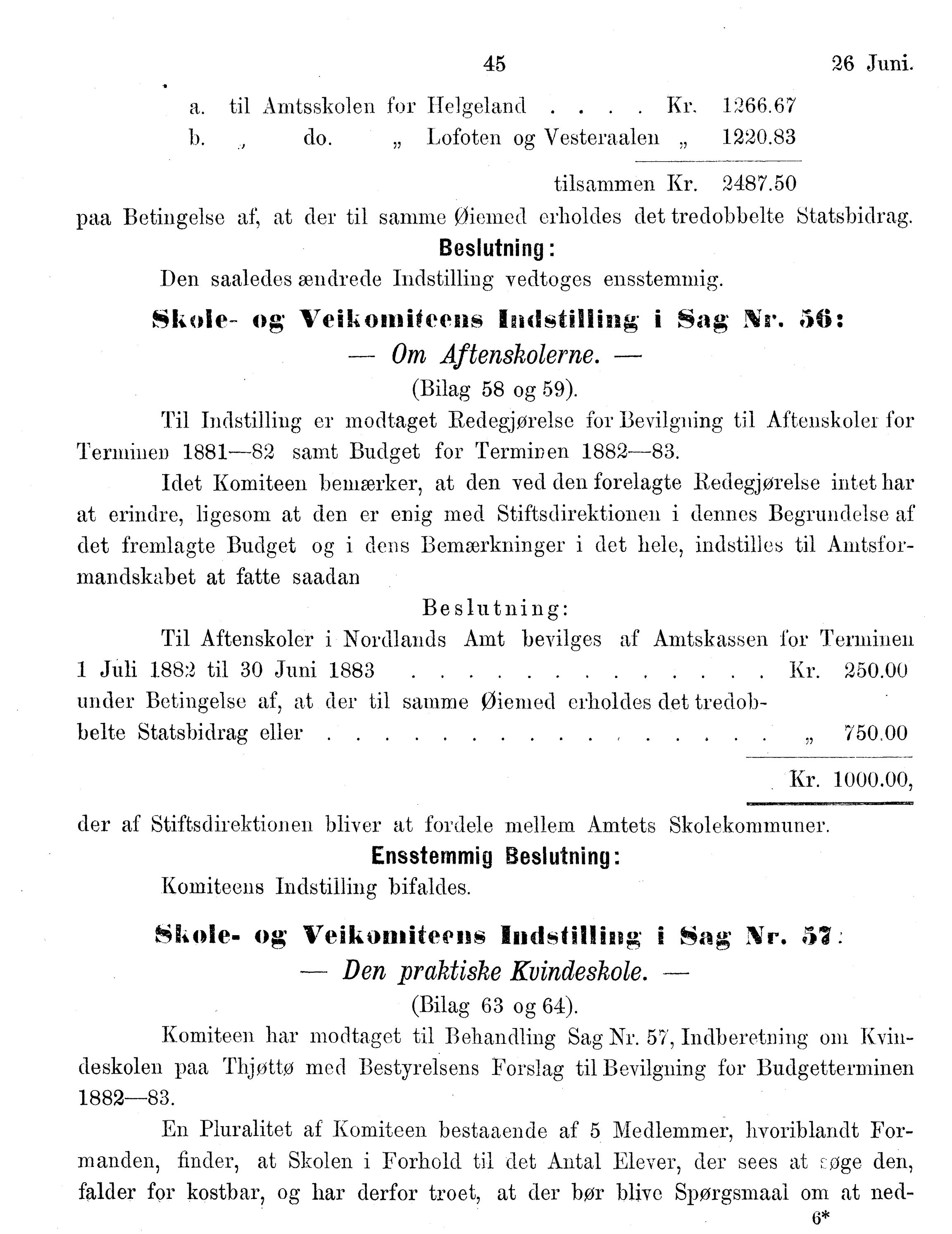 Nordland Fylkeskommune. Fylkestinget, AIN/NFK-17/176/A/Ac/L0014: Fylkestingsforhandlinger 1881-1885, 1881-1885