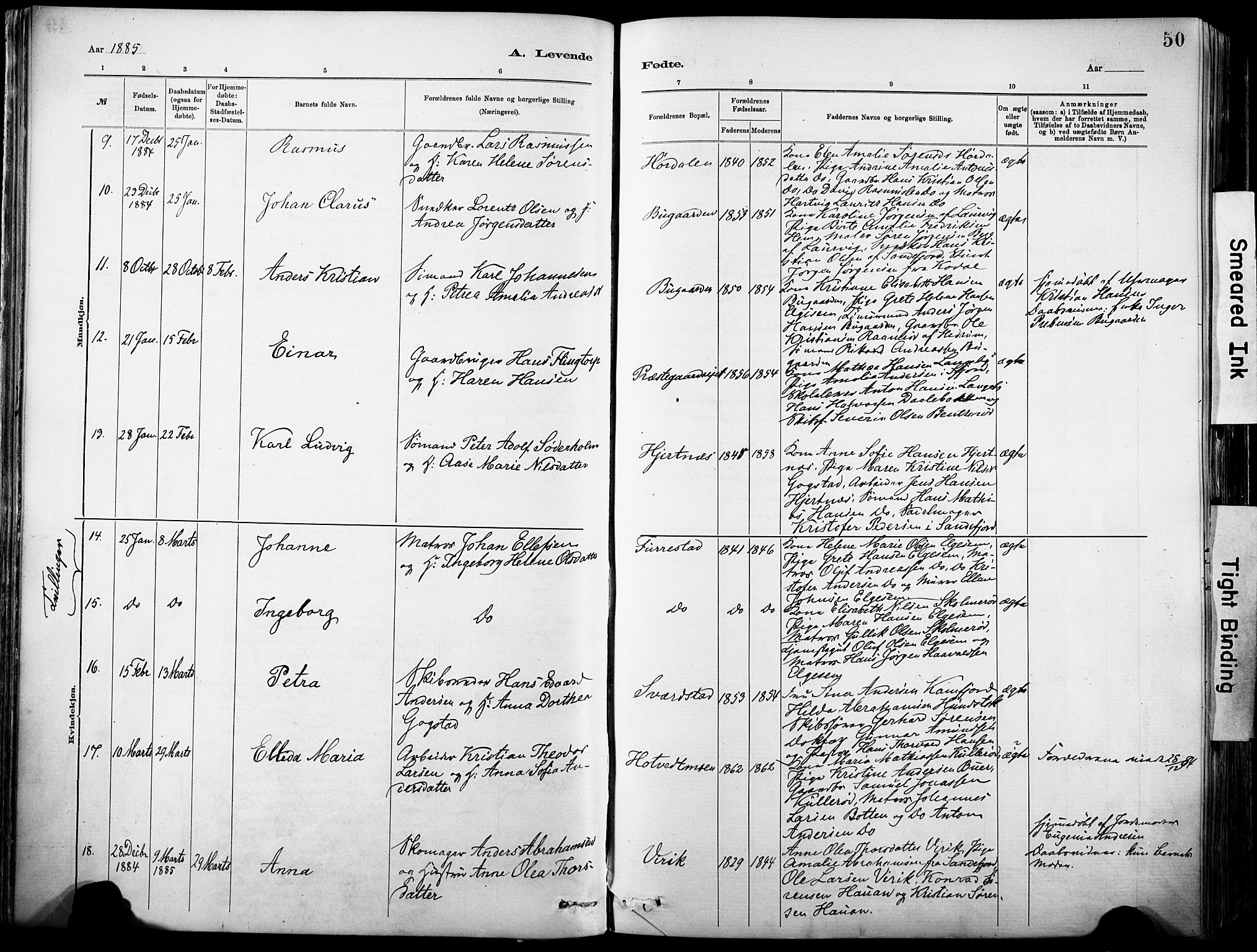 Sandar kirkebøker, AV/SAKO-A-243/F/Fa/L0012: Ministerialbok nr. 12, 1883-1895, s. 50