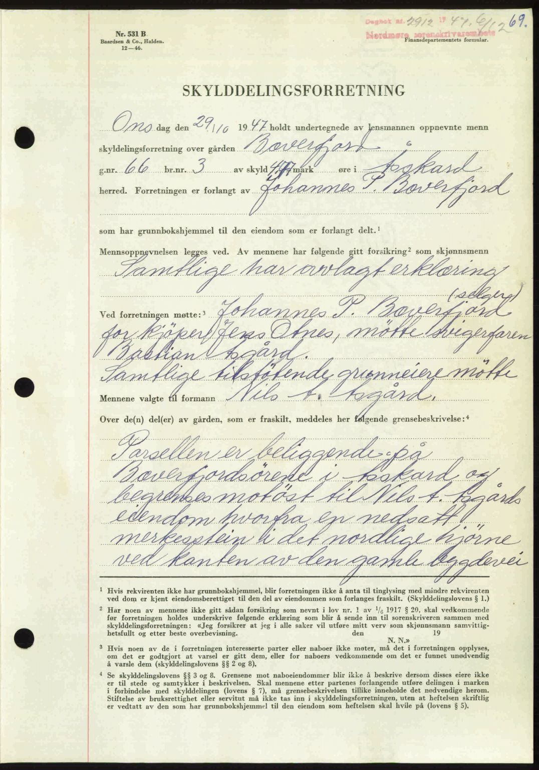 Nordmøre sorenskriveri, SAT/A-4132/1/2/2Ca: Pantebok nr. A107, 1947-1948, Dagboknr: 2912/1947