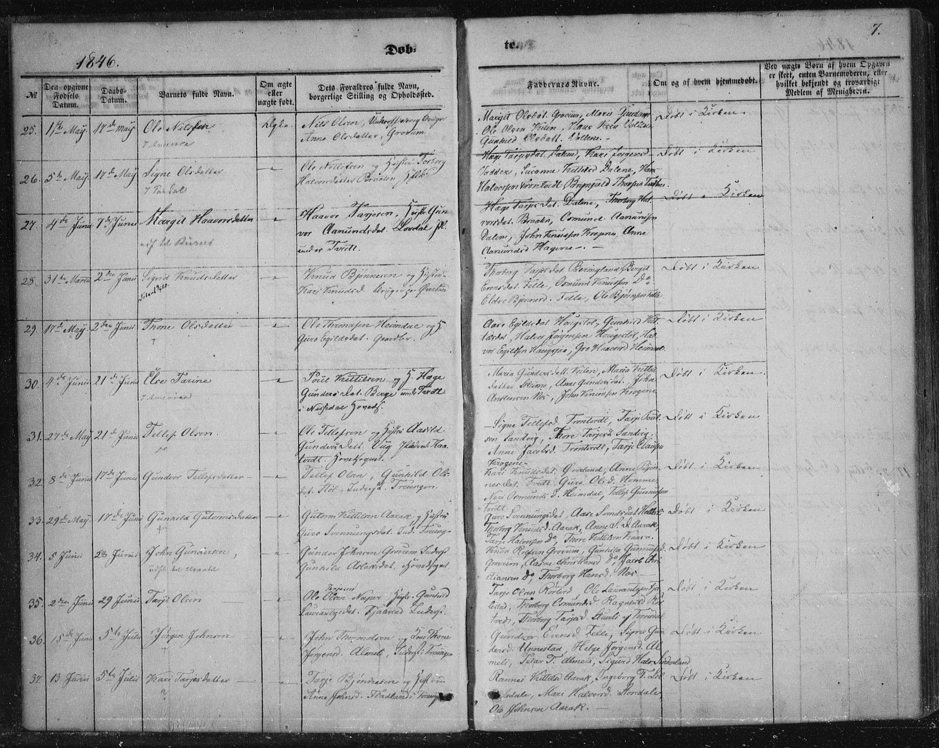 Nissedal kirkebøker, AV/SAKO-A-288/F/Fa/L0003: Ministerialbok nr. I 3, 1846-1870, s. 6-7