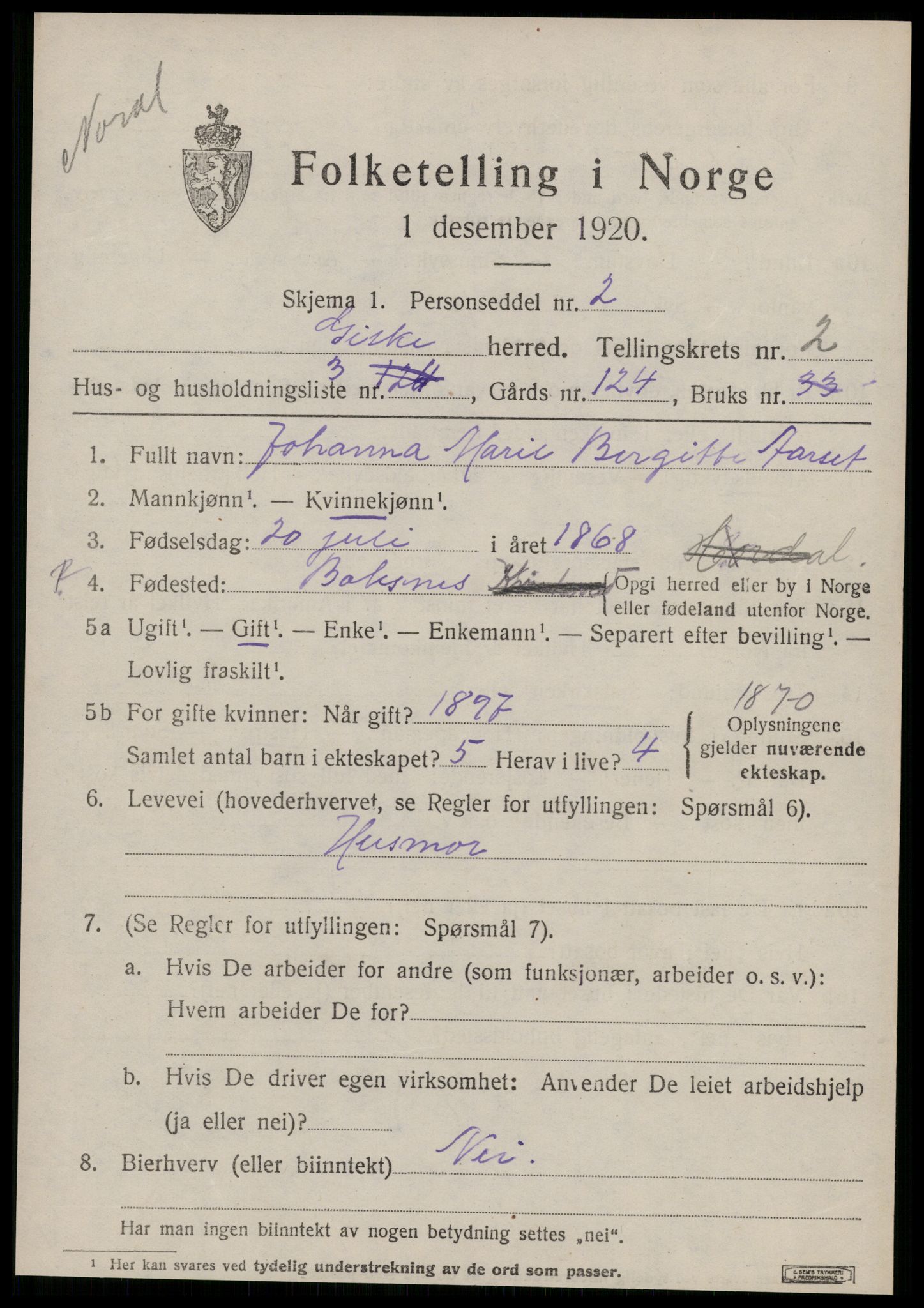 SAT, Folketelling 1920 for 1532 Giske herred, 1920, s. 902