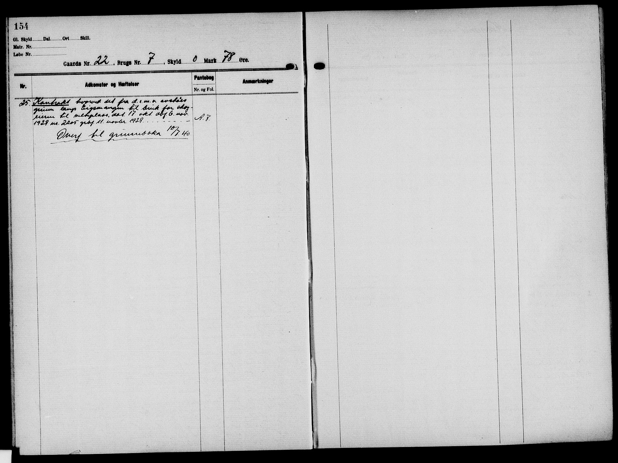 Solør tingrett, AV/SAH-TING-008/H/Ha/Hak/L0002: Panteregister nr. II, 1900-1935, s. 154