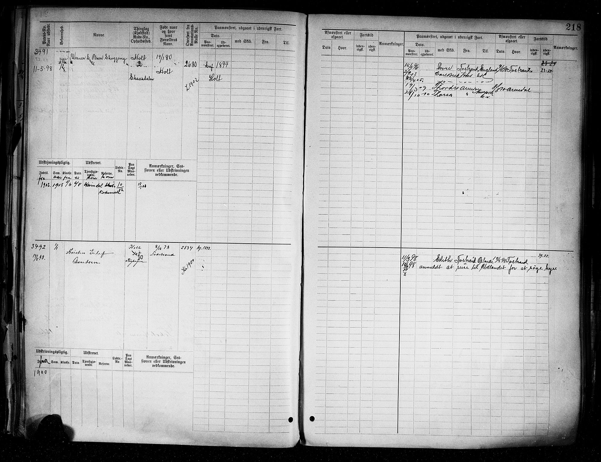 Tvedestrand mønstringskrets, AV/SAK-2031-0011/F/Fb/L0005: Hovedrulle A nr 3057-3817, R-6, 1890-1920, s. 222