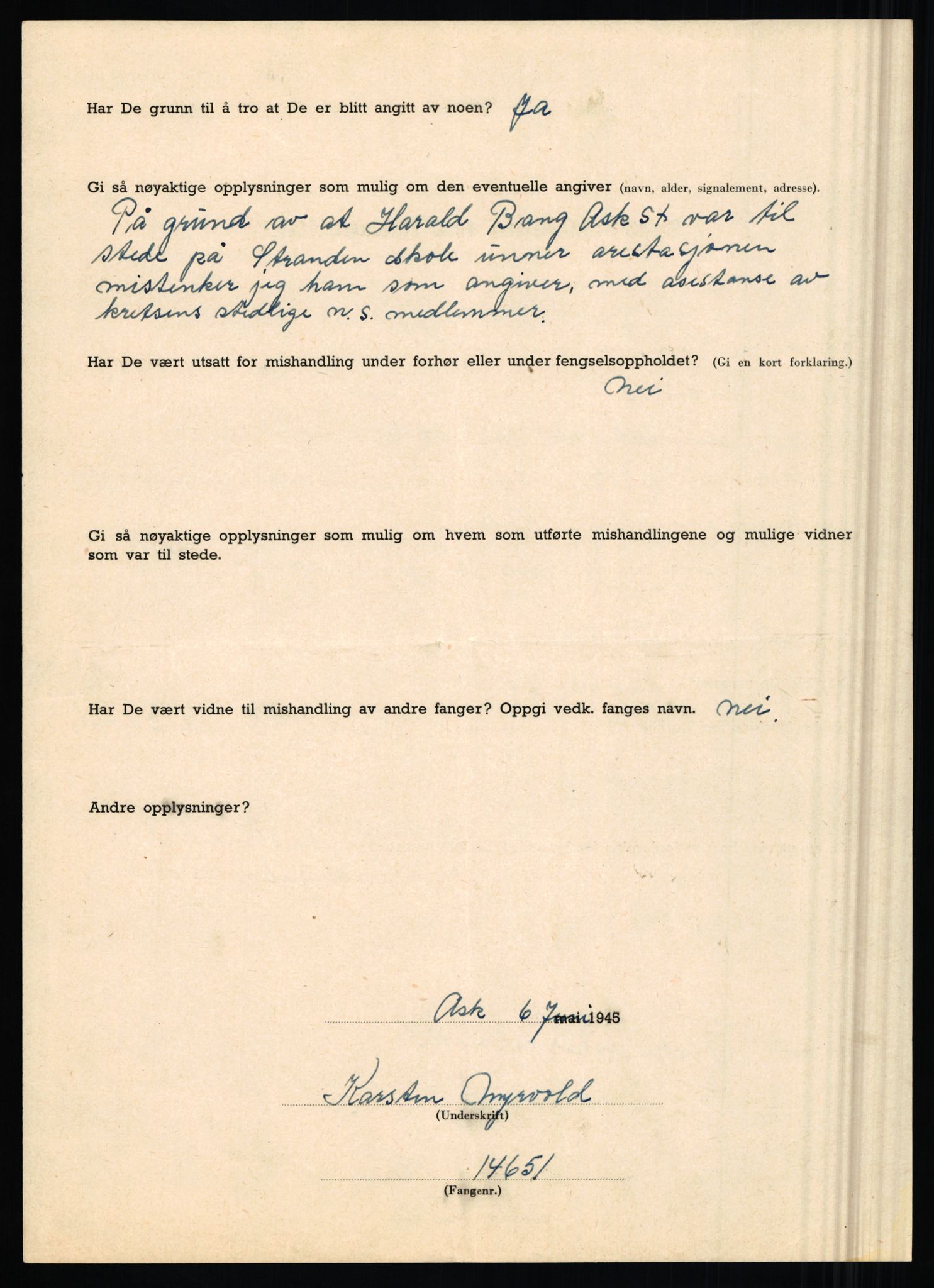 Rikspolitisjefen, AV/RA-S-1560/L/L0012: Mogensen, Øivind - Noraas, Lars, 1940-1945, s. 285