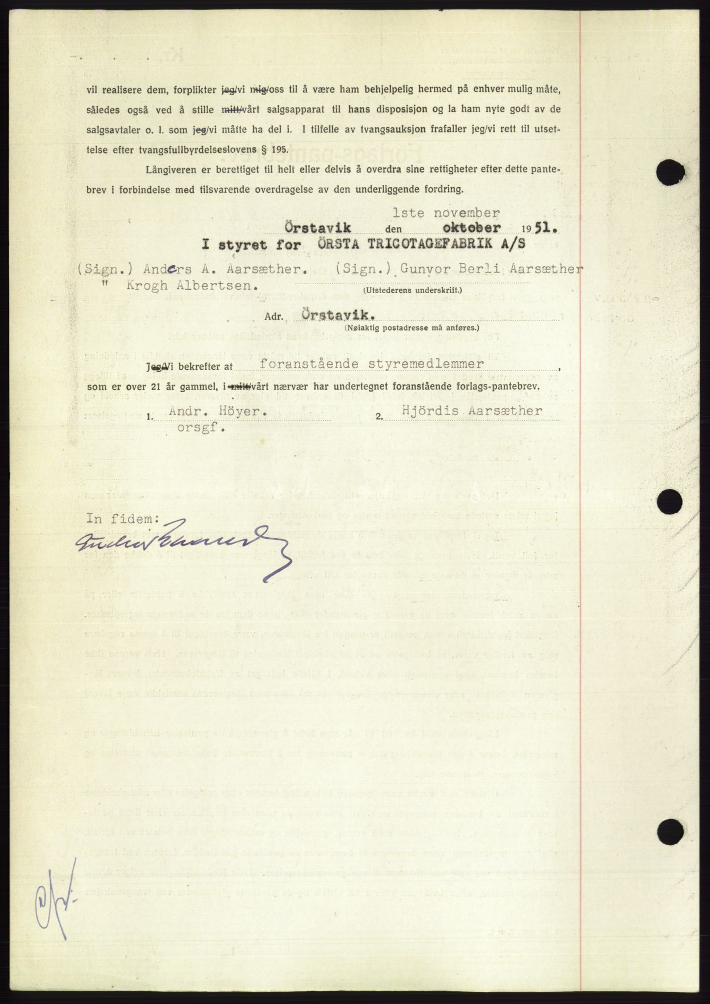 Søre Sunnmøre sorenskriveri, AV/SAT-A-4122/1/2/2C/L0120: Pantebok nr. 8B, 1951-1951, Dagboknr: 2058/1951