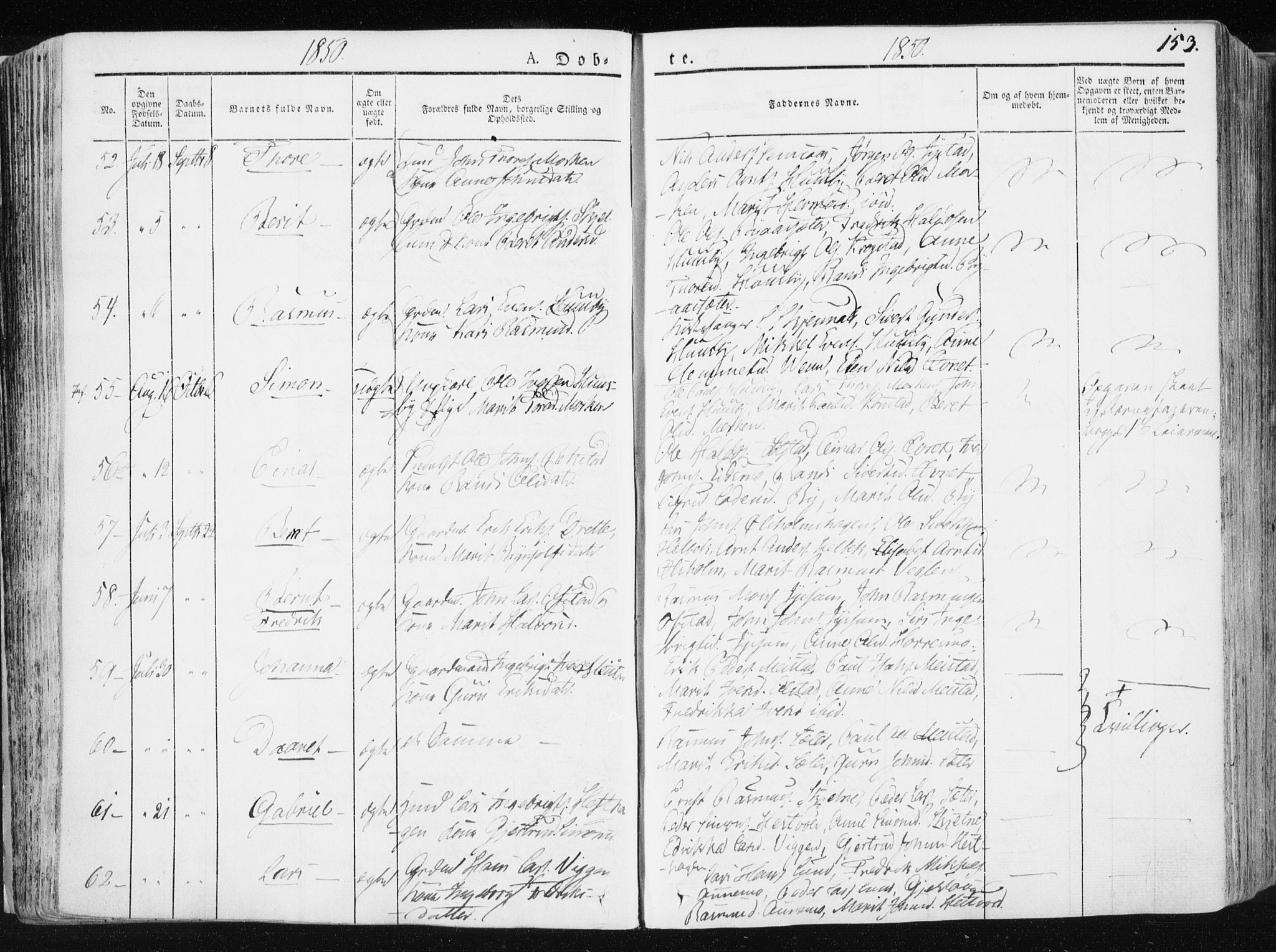 Ministerialprotokoller, klokkerbøker og fødselsregistre - Sør-Trøndelag, SAT/A-1456/665/L0771: Ministerialbok nr. 665A06, 1830-1856, s. 153