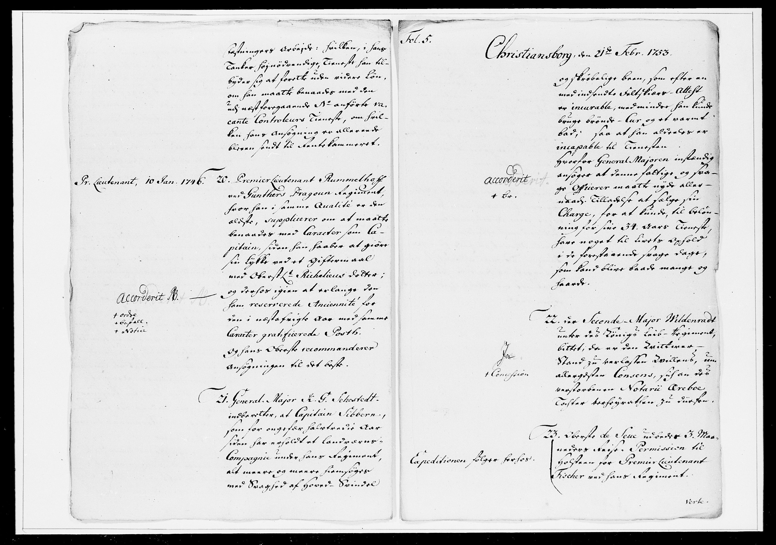 Krigskollegiet, Krigskancelliet, DRA/A-0006/-/1241-1247: Refererede sager, 1753, s. 47