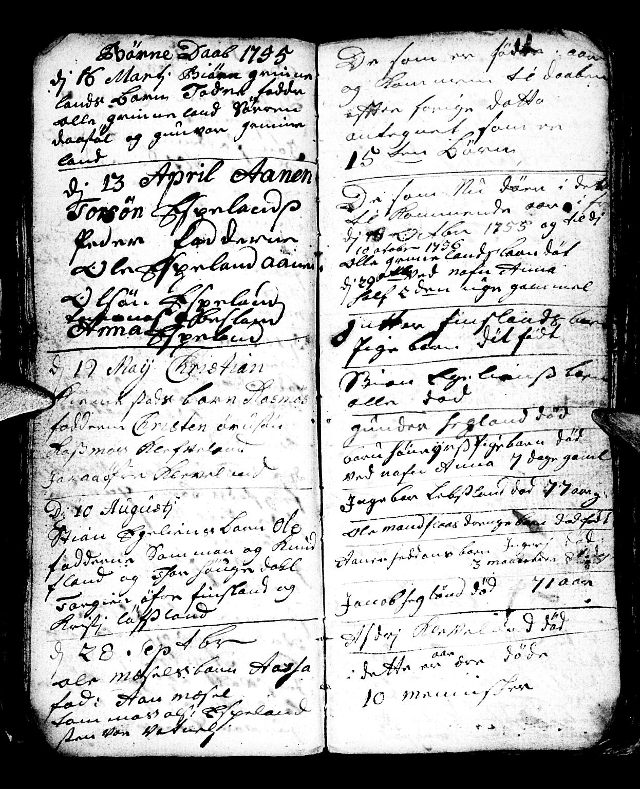 Bjelland sokneprestkontor, SAK/1111-0005/F/Fb/Fbb/L0001: Klokkerbok nr. B 1, 1732-1782, s. 46