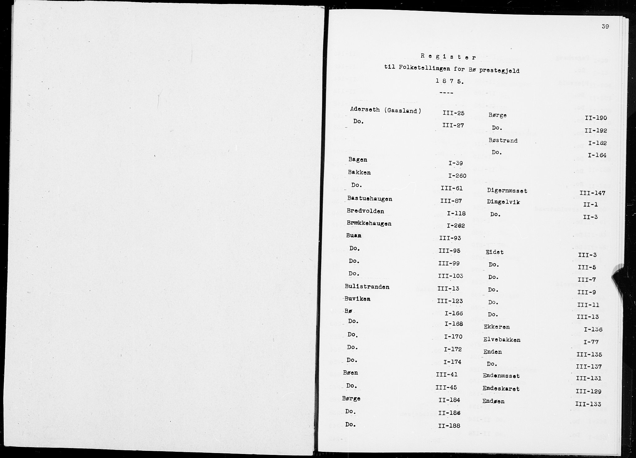 SAT, Folketelling 1875 for 1867P Bø prestegjeld, 1875, s. 39