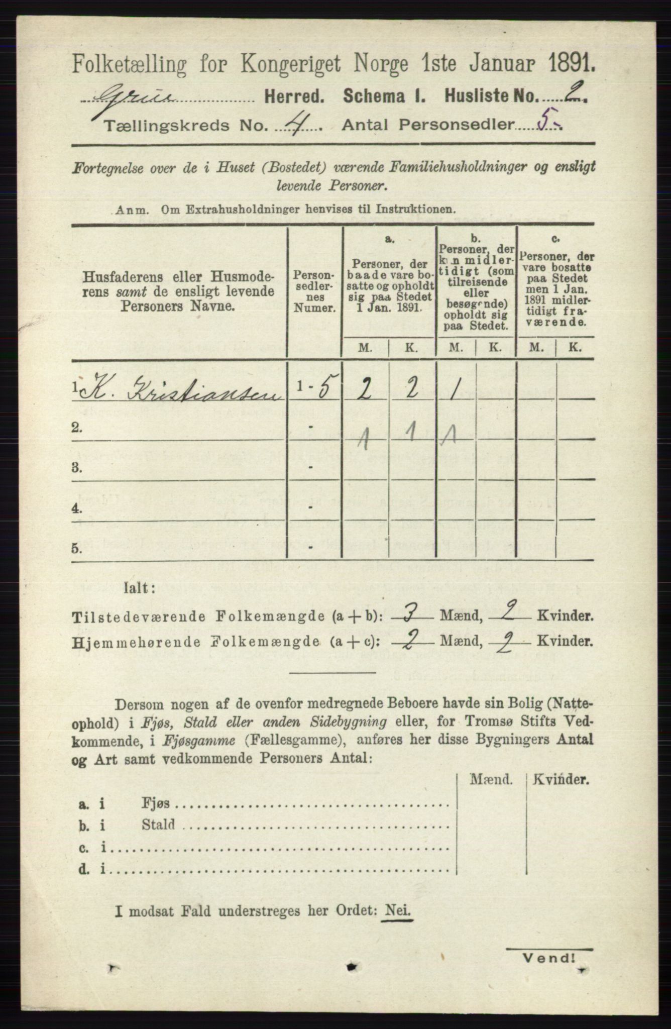 RA, Folketelling 1891 for 0423 Grue herred, 1891, s. 2014