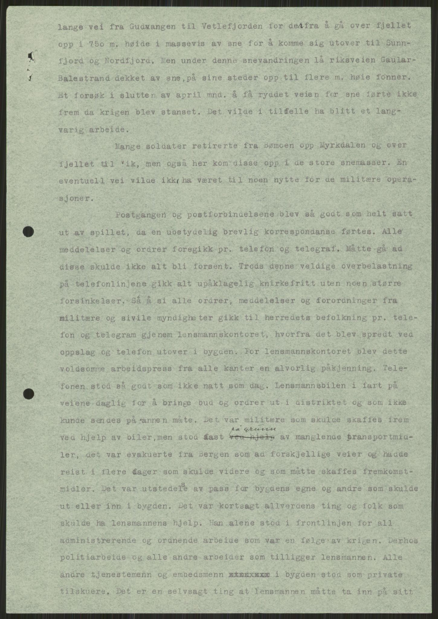 Forsvaret, Forsvarets krigshistoriske avdeling, AV/RA-RAFA-2017/Y/Ya/L0015: II-C-11-31 - Fylkesmenn.  Rapporter om krigsbegivenhetene 1940., 1940, s. 529