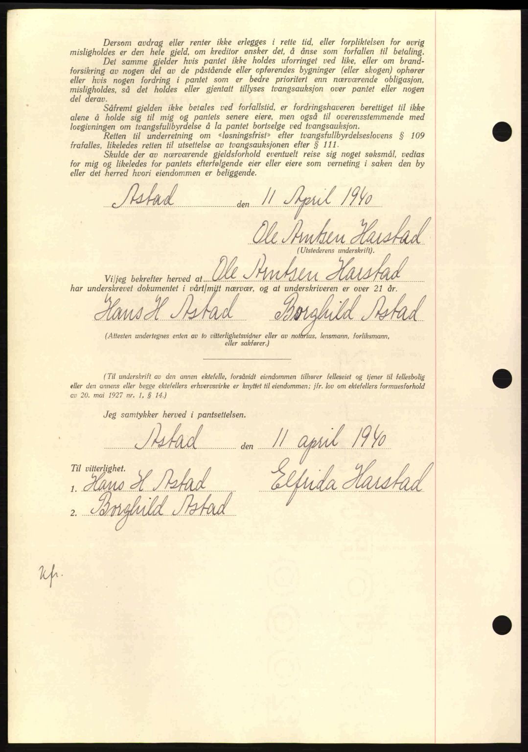 Nordmøre sorenskriveri, AV/SAT-A-4132/1/2/2Ca: Pantebok nr. B87, 1940-1941, Dagboknr: 1484/1940