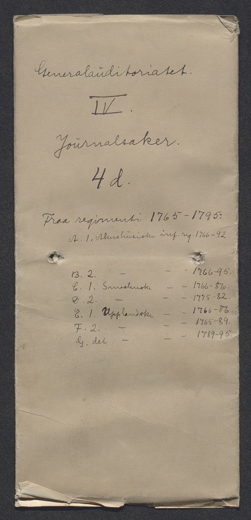 Forsvaret, Generalauditøren, RA/RAFA-1772/F/Fd/L0004d: Breve fra regimenterne 1765 - 1795., 1765-1795, s. 2
