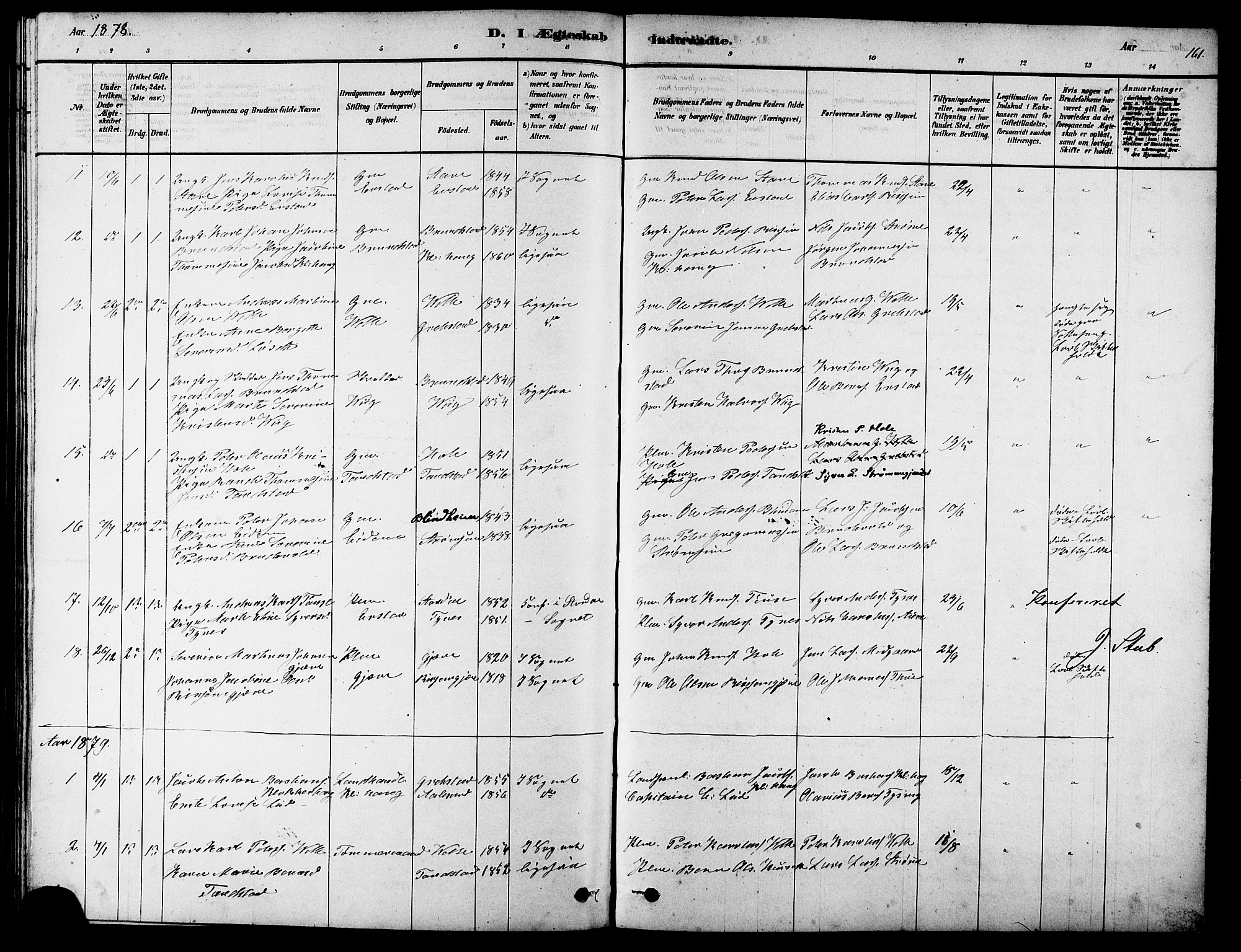 Ministerialprotokoller, klokkerbøker og fødselsregistre - Møre og Romsdal, SAT/A-1454/523/L0339: Klokkerbok nr. 523C02, 1878-1891, s. 161
