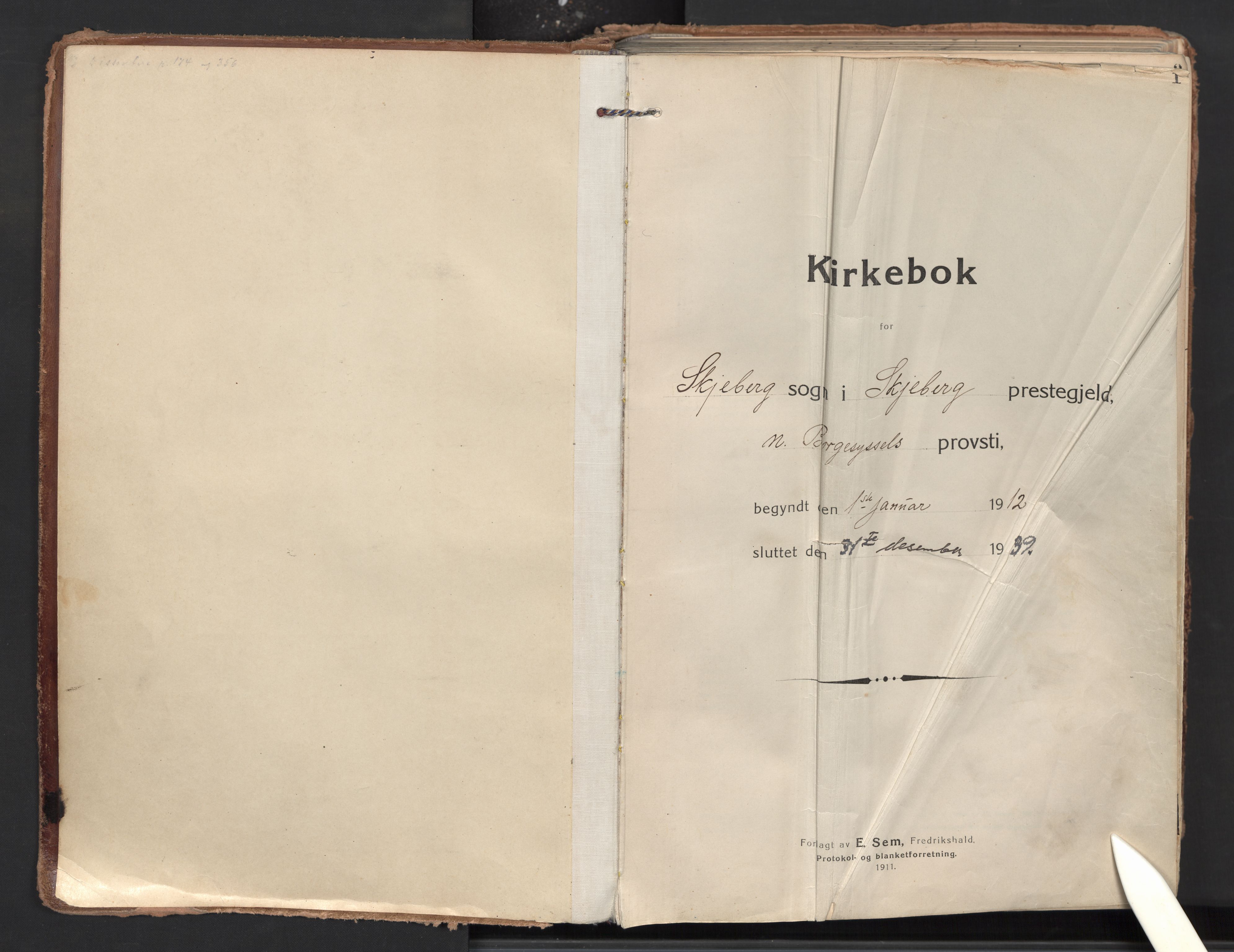 Skjeberg prestekontor Kirkebøker, SAO/A-10923/F/Fa/L0011: Ministerialbok nr. I 11, 1912-1939, s. 1