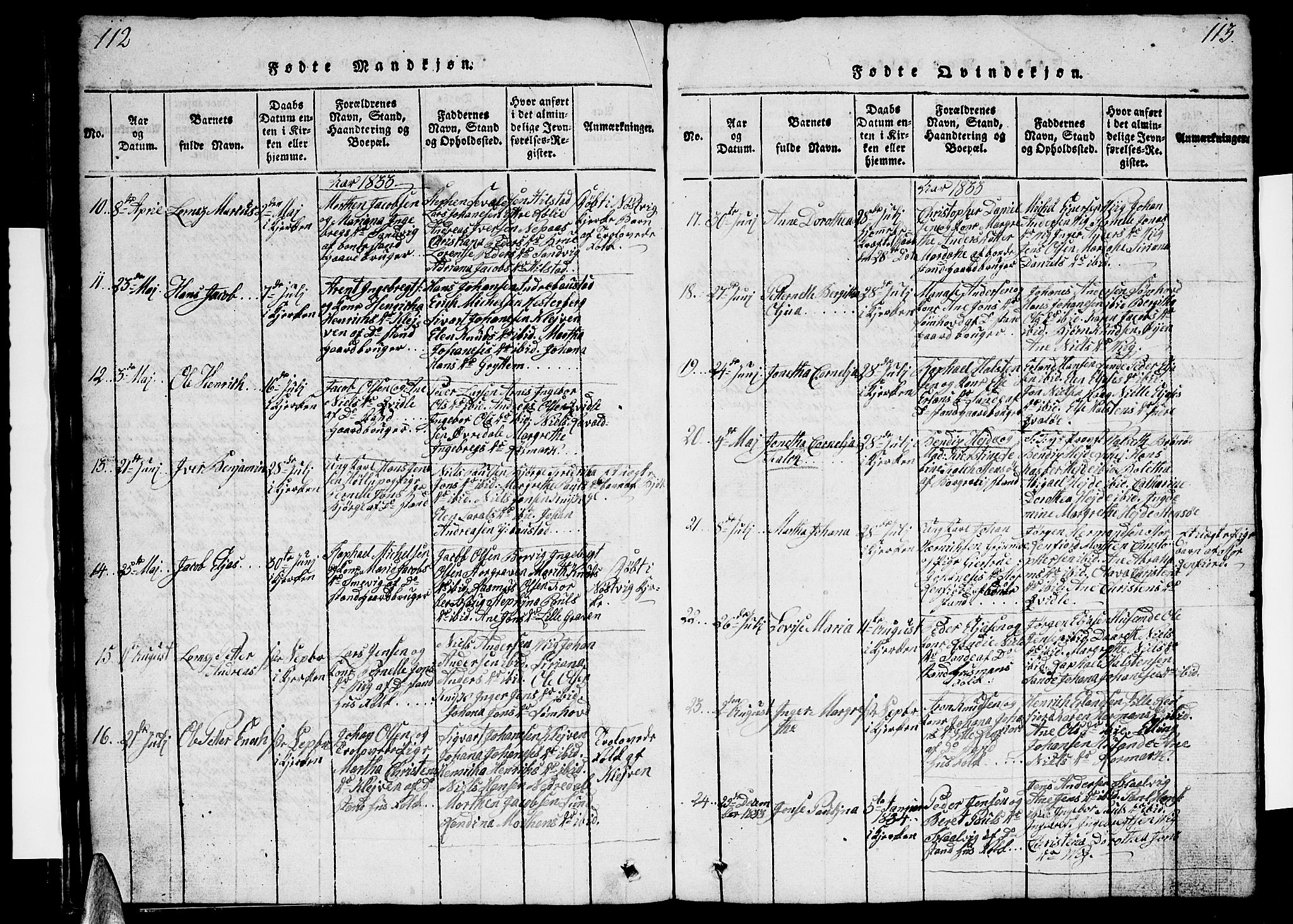 Ministerialprotokoller, klokkerbøker og fødselsregistre - Nordland, AV/SAT-A-1459/812/L0186: Klokkerbok nr. 812C04, 1820-1849, s. 112-113