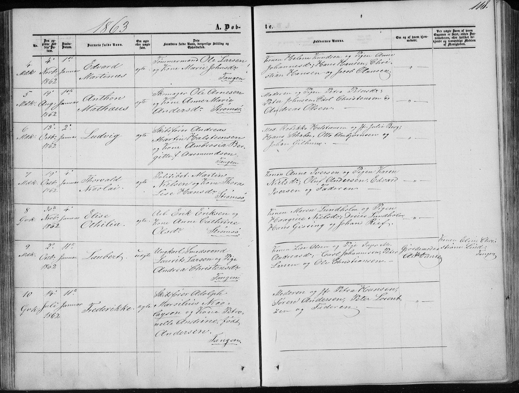 Strømsø kirkebøker, AV/SAKO-A-246/F/Fa/L0015: Ministerialbok nr. I 15, 1859-1868, s. 118